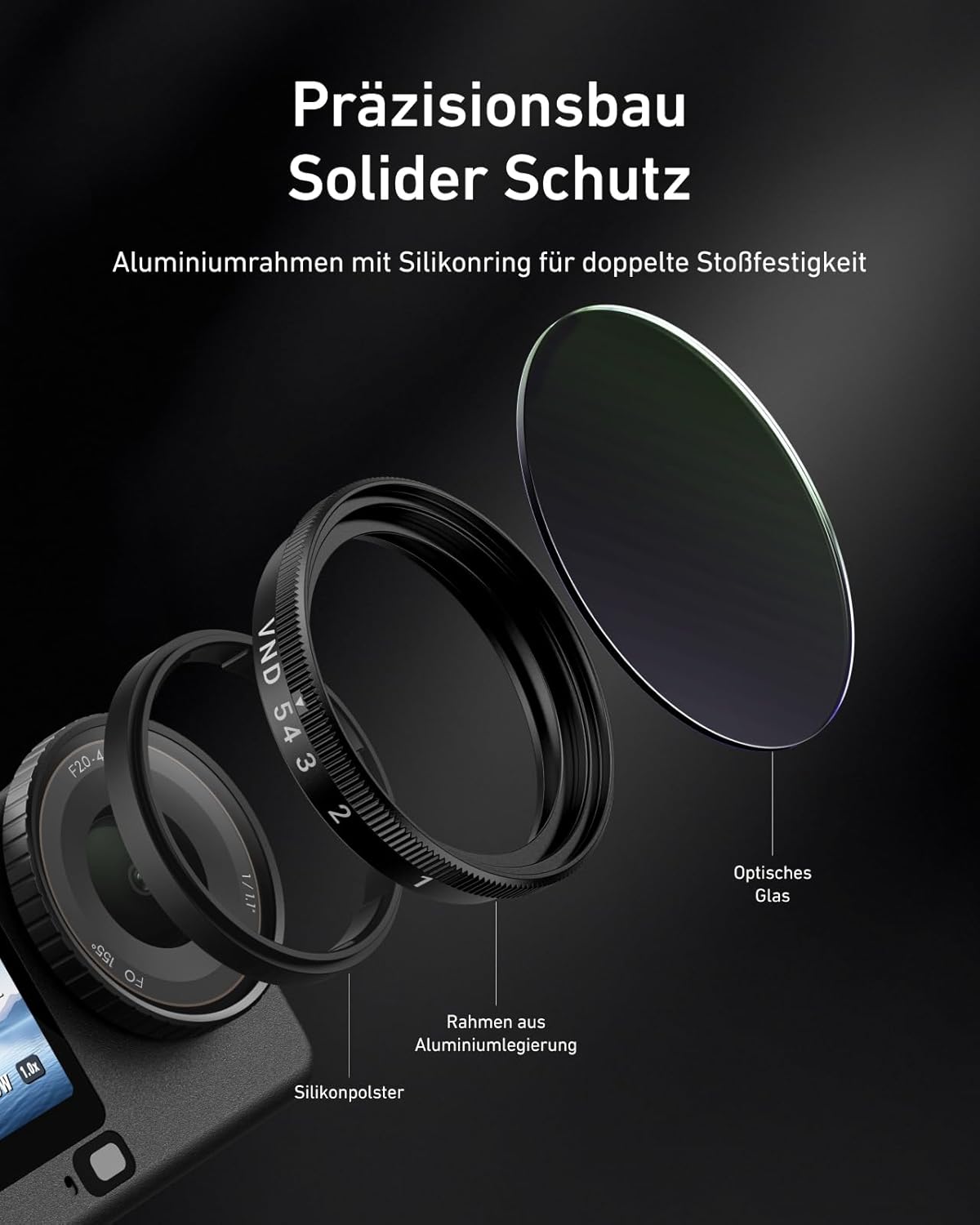 Detalle 2 de TELESIN Filter-Set für Action 6 mit VND 2-32