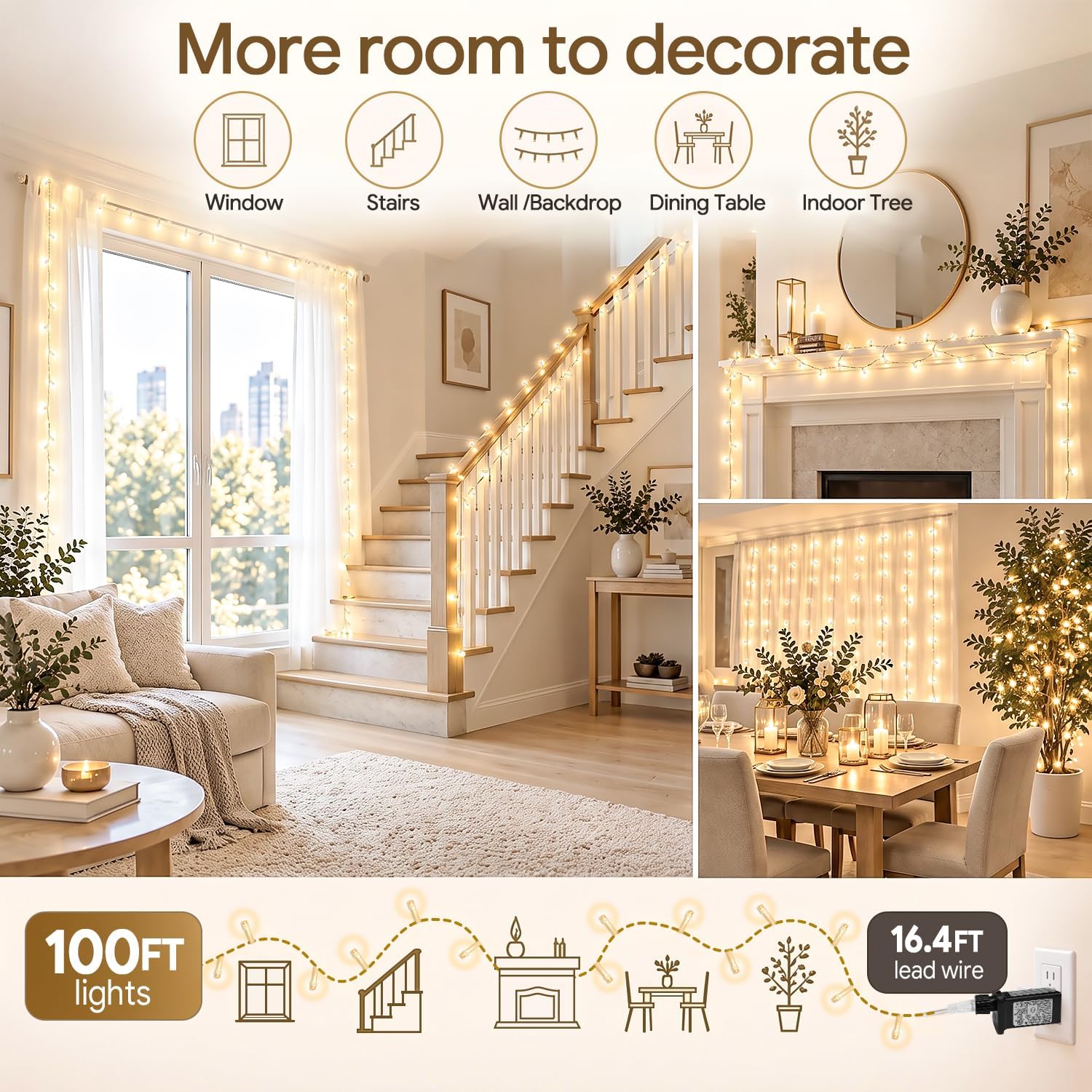 Thumbnail 1 de Christmas Fairy Lights, 100 ft