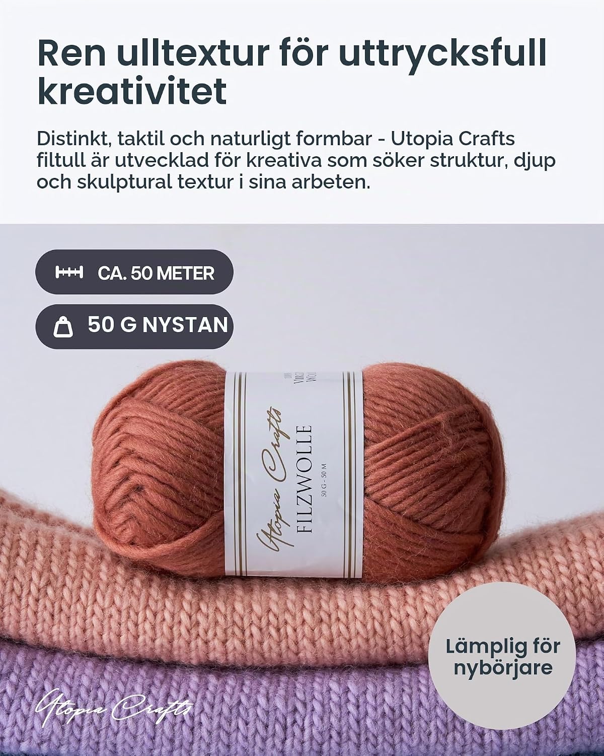 Detalle de Utopia Crafts filtull i 100 % jungfruull, 50 g, kol