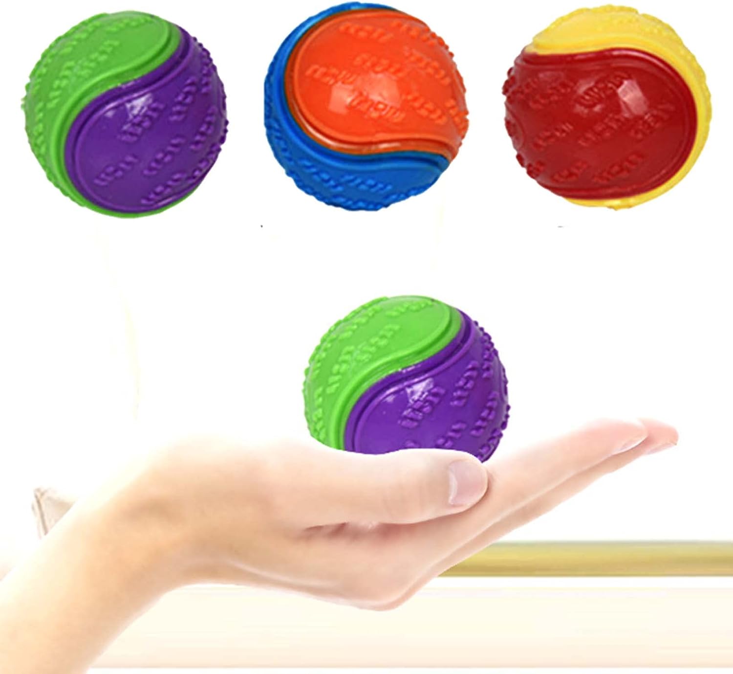 Detalle de Sricam 3Pcs Squeaky Dog Ball – Interactive Chew Toys for Teeth Cleaning and Training