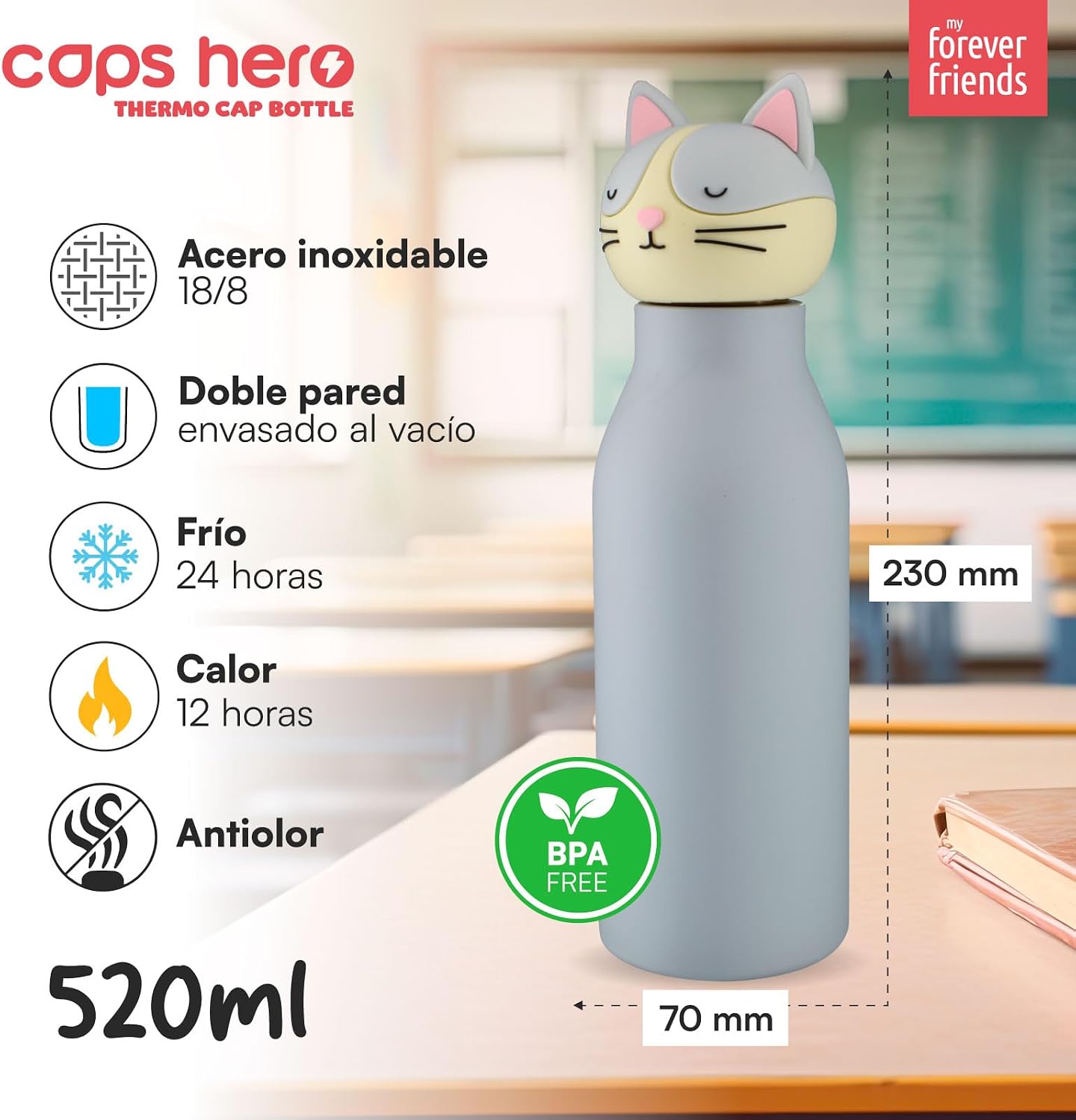 Thumbnail 1 de CapsHero Botella infantil Cat Cleo 520ml