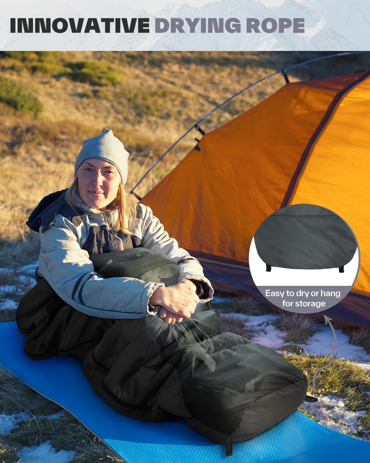 Thumbnail 6 de Sportneer mumiesovsäck, 220 x 80 cm med huva och temperaturklassning 5–15 °C