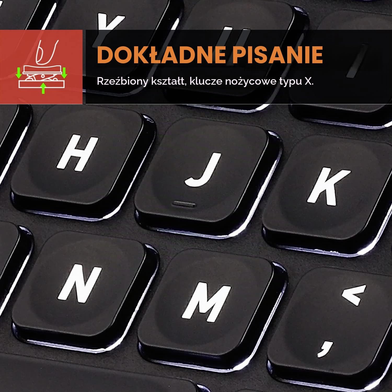 Detalle de Perixx PERIBOARD-732B – bezprzewodowa klawiatura mini, białe podświetlenie, układ włoski