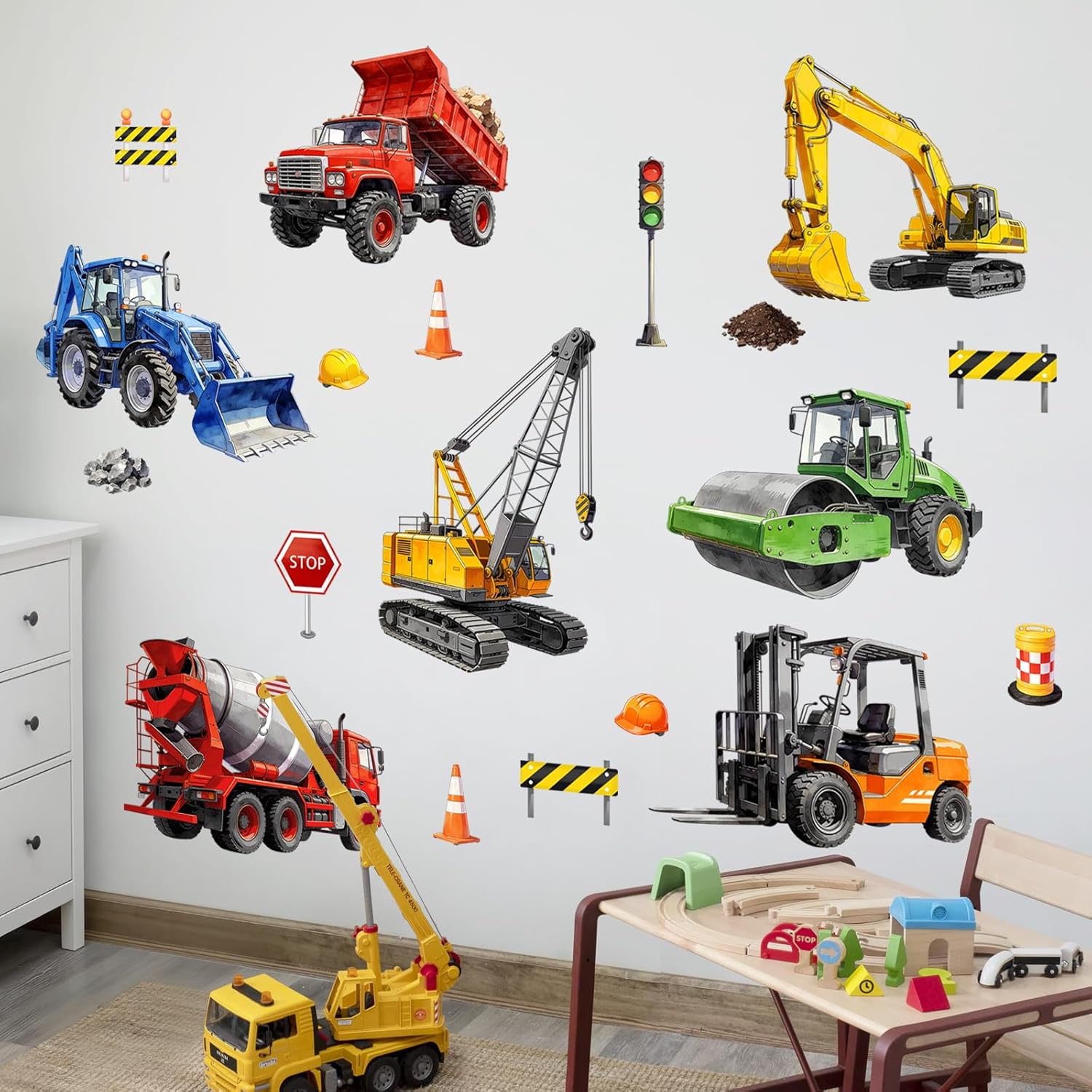 Thumbnail 2 de Supzone Trucks & Digger Car Wall Stickers – Construction Vehicle Wall Art for Kids Rooms