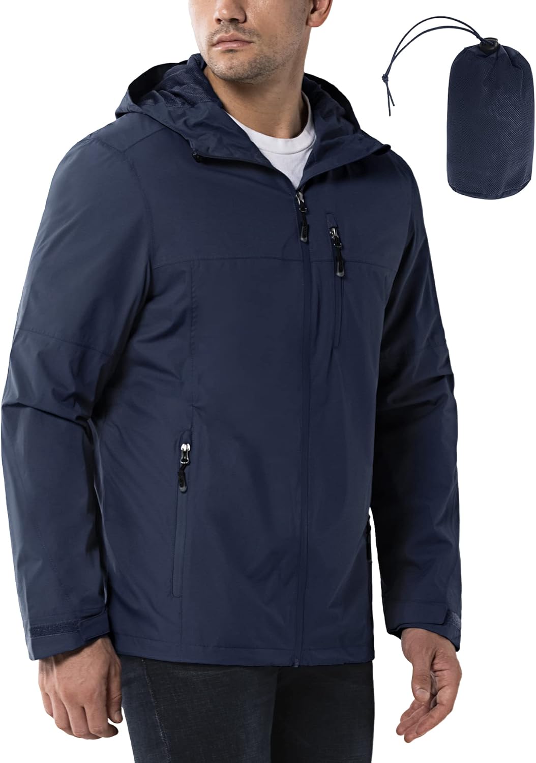 Detalle de 33,000ft Men's Outdoor Waterproof Jacket – Packable Windbreaker for Cycling, Hiking and Travel