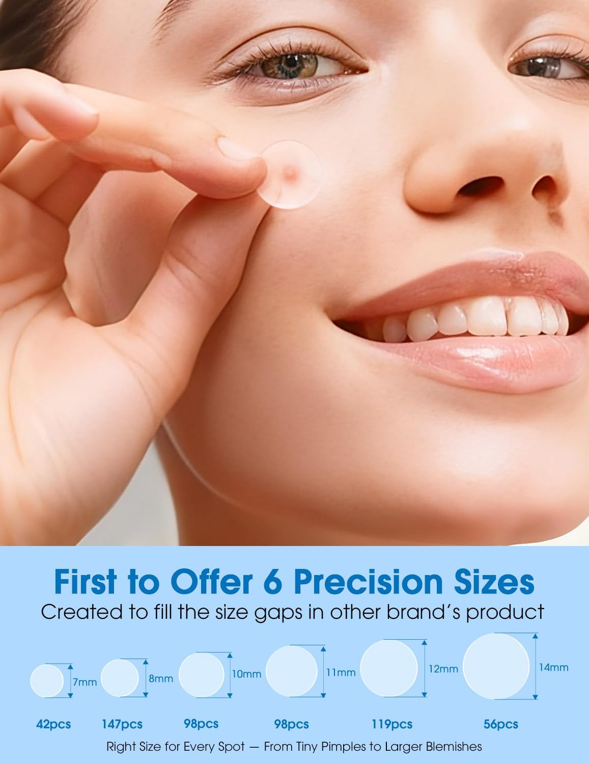 Detalle de Dr. Zitacne 560 Hydrocolloid Pimple Patches, 6 Sizes with Tea Tree Oil