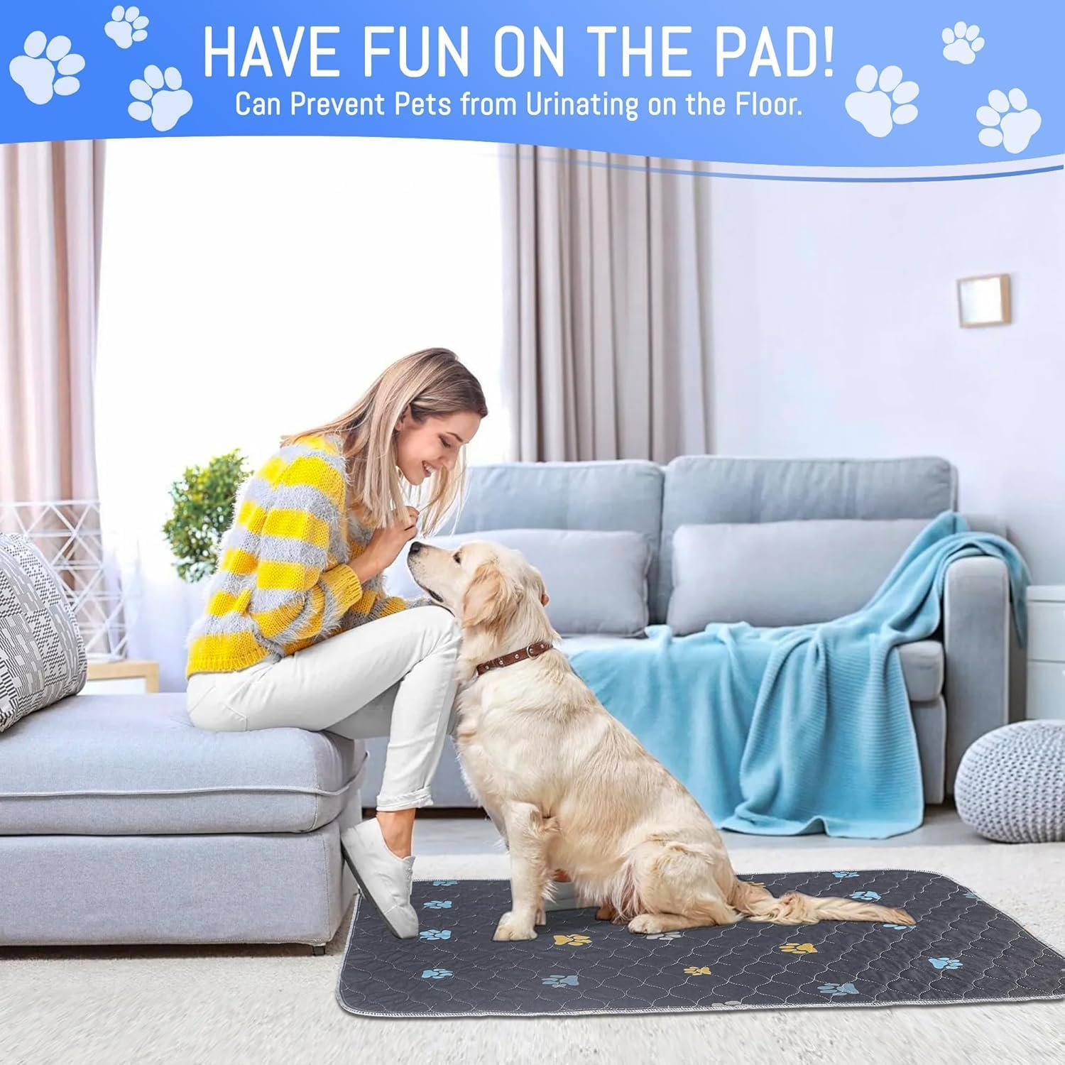 Detalle de Aitmexcn Reusable Dog Training Pads – 92 x 104 cm, Waterproof, Washable Set of 2