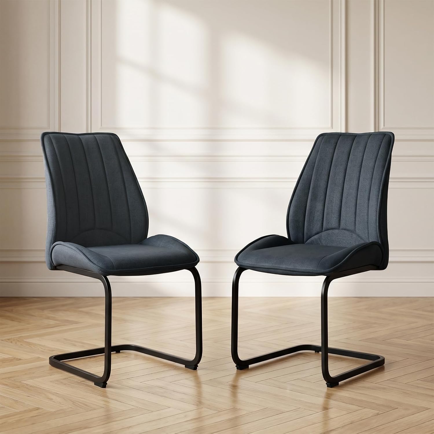 Detalle de JIEXI N625P309525G eetkamerstoelen, set van 2 in donkergrijze stof