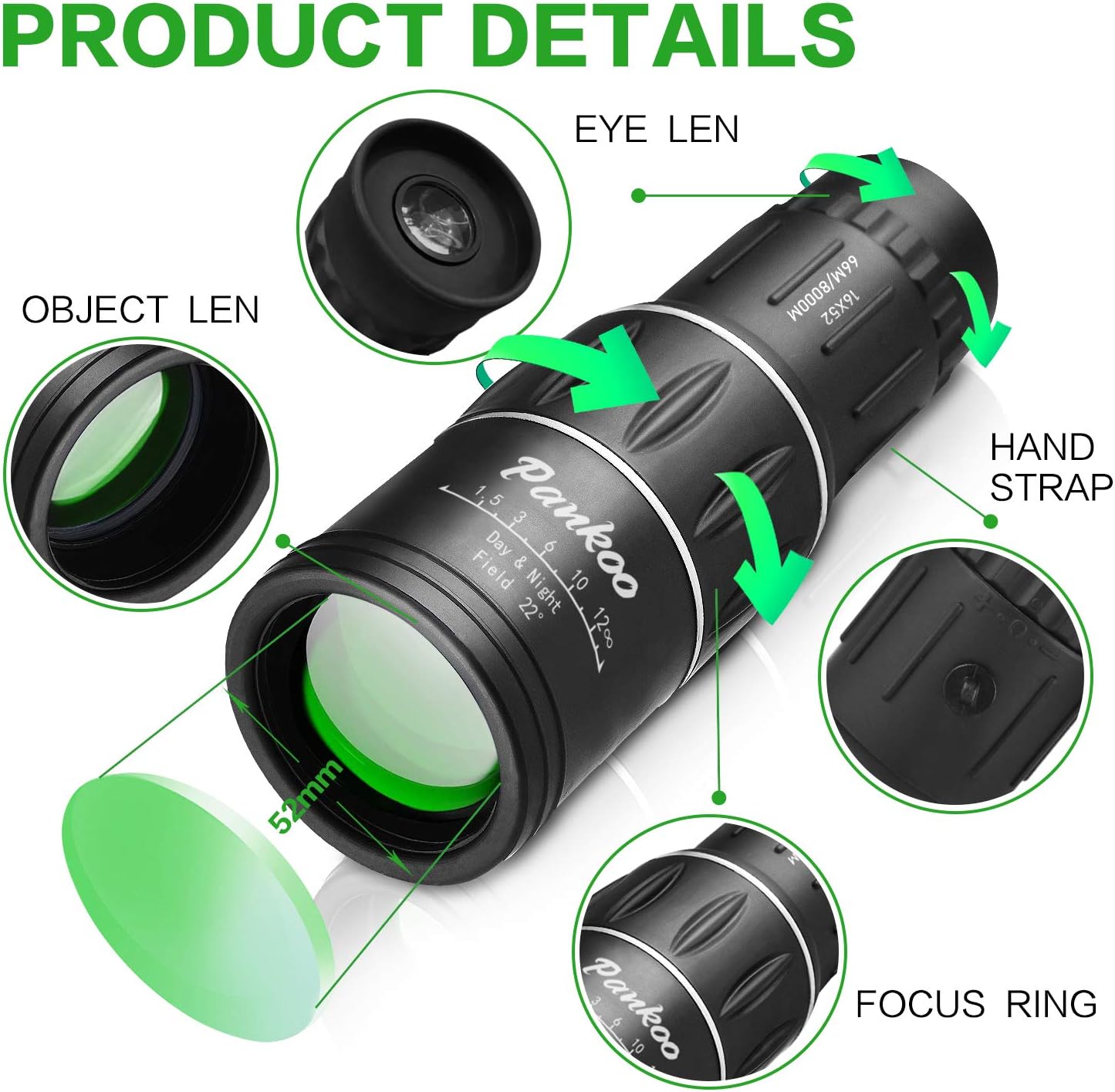 Thumbnail 1 de Pankoo Monocular Telescope 16x52