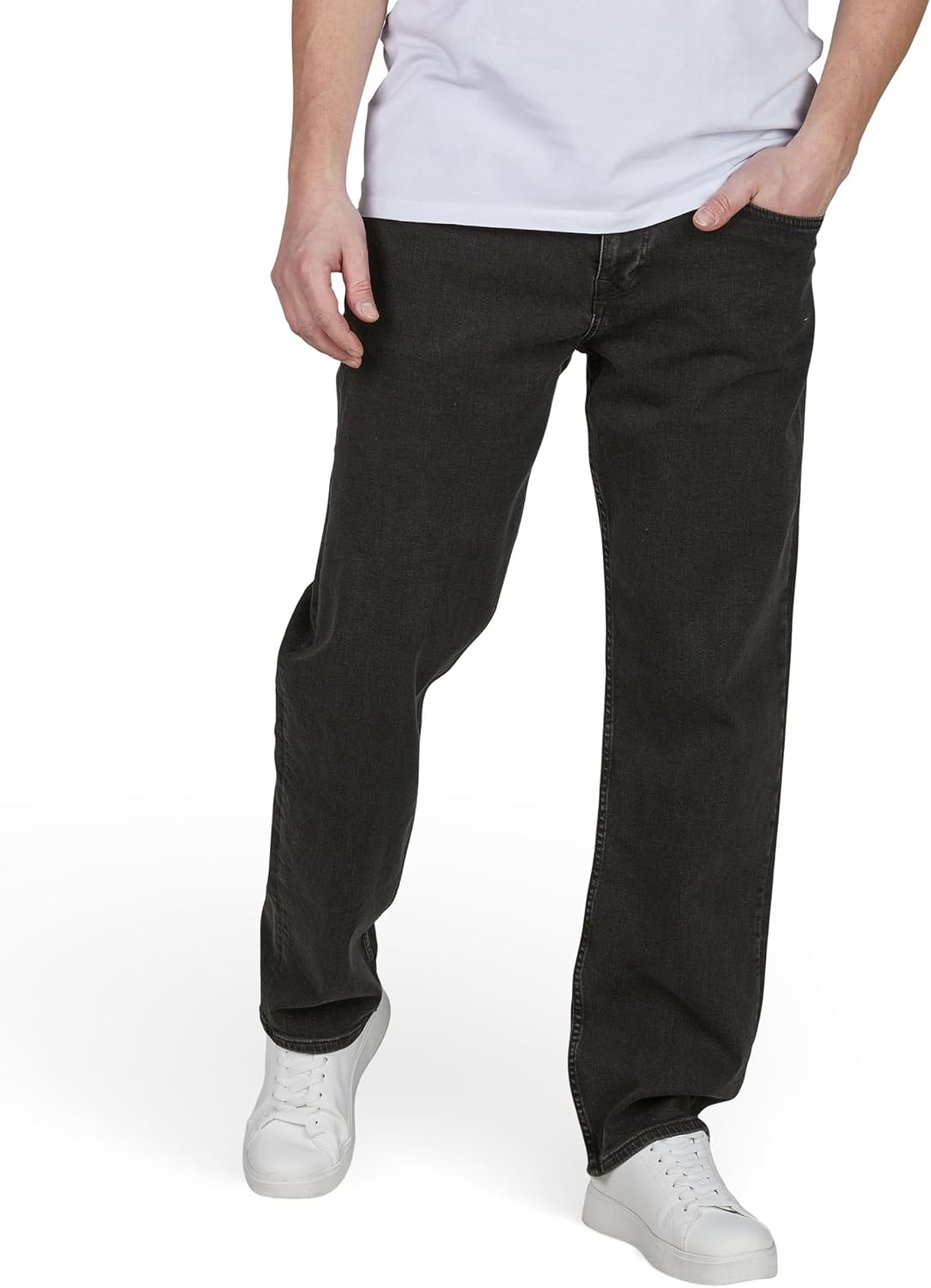 Detalle de Cross Jeans Herren Antonio Jeanshose im Stretch Comfort/Relaxed Fit (Denim Blau/Schwarz)