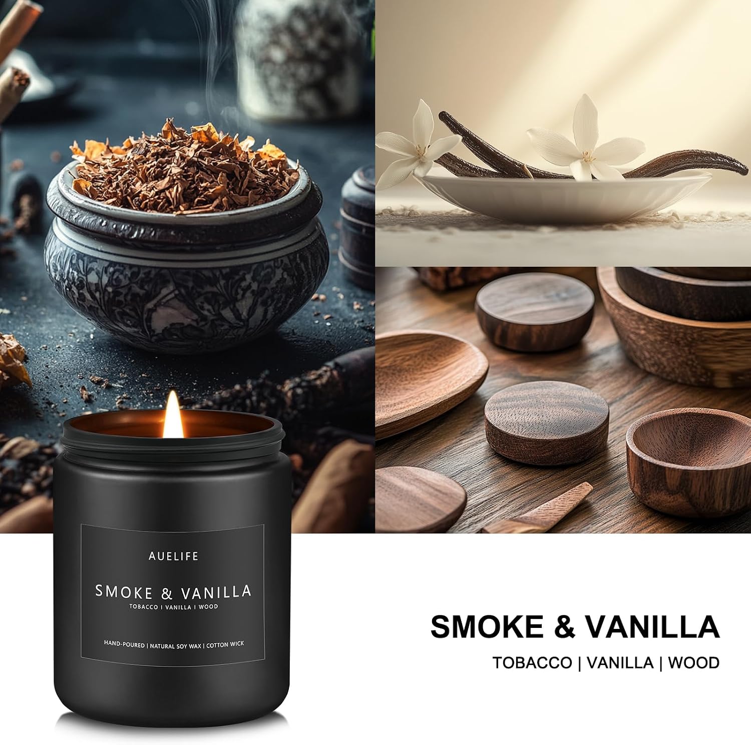 Thumbnail 1 de Auelife Scented Candles Smoke Vanilla Soy Candle, 7 oz, Cotton Wick