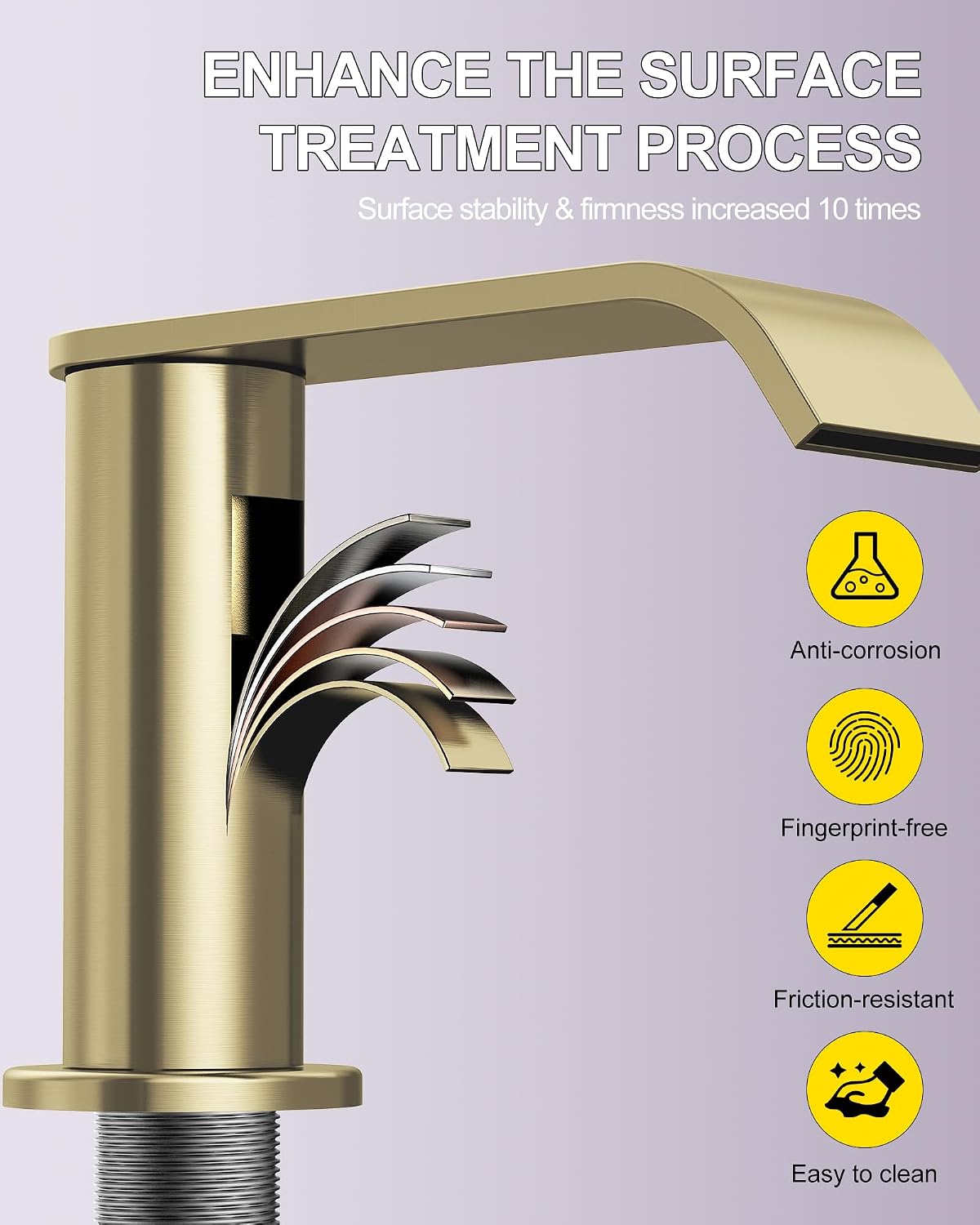 Thumbnail 4 de Homevacious HM7165055BG 2-Pack Widespread Bathroom Faucets, Brushed Gold