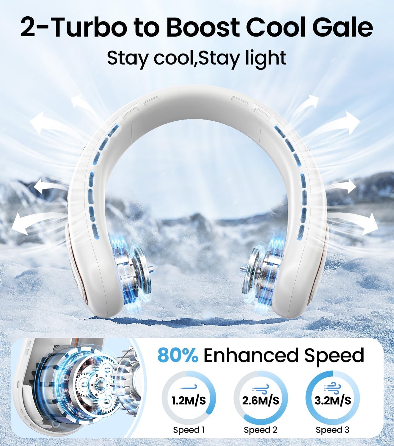 Detalle 2 de Neck Fan with Bladeless Design, 4000mAh USB Rechargeable Personal Cooler