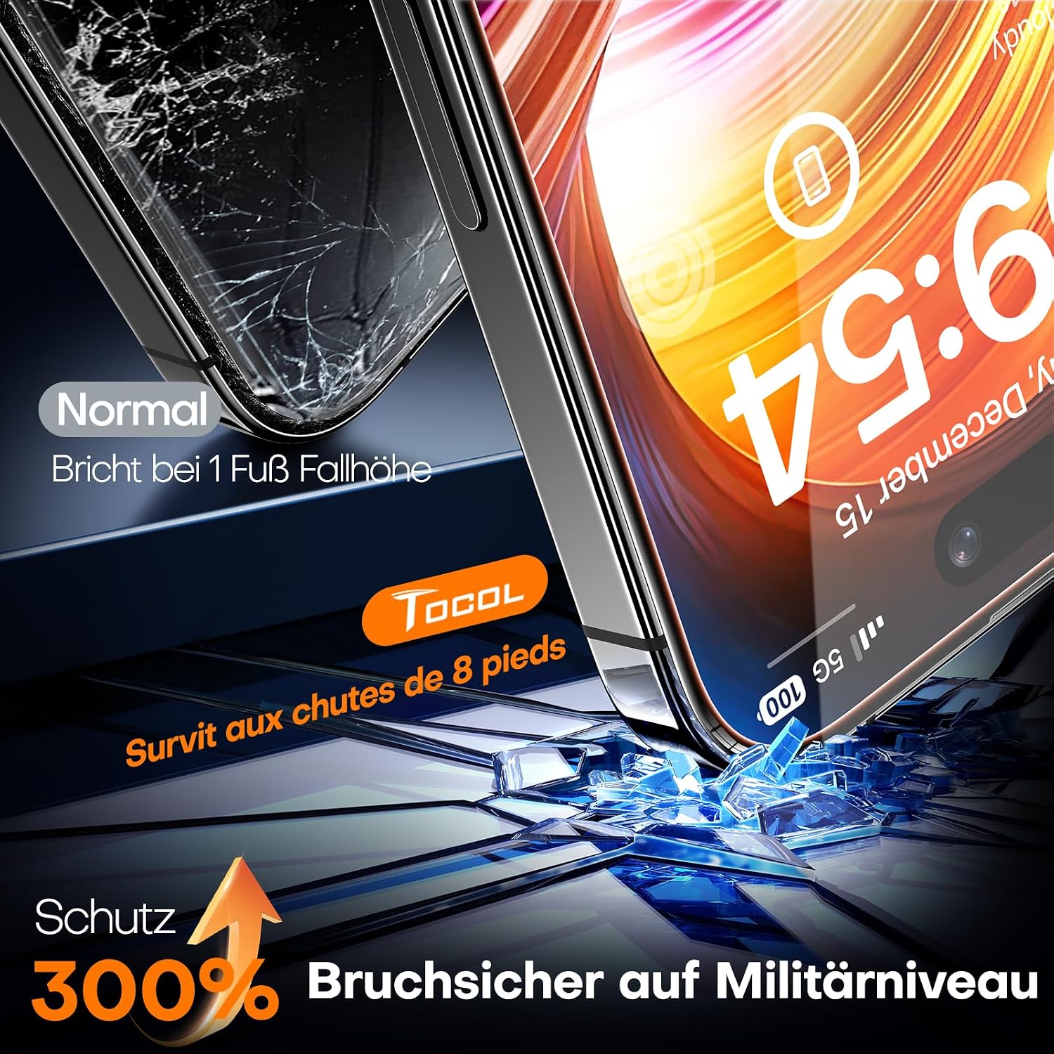 Detalle 2 de TOCOL iPhone 16 Panzerglas 6,1" Schutzfolie