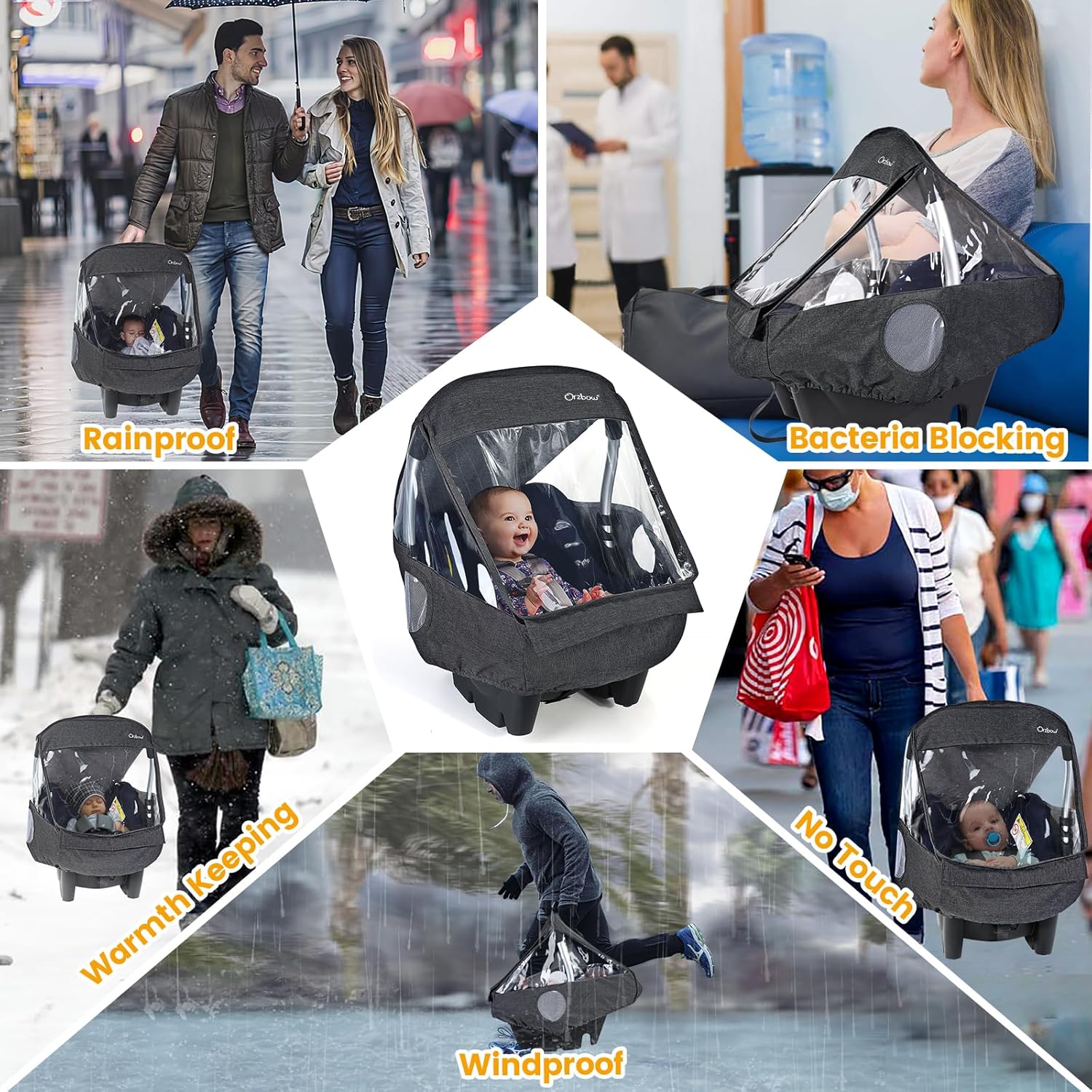 Thumbnail 5 de Orzbow Universal Baby Car Seat Rain Cover: Weather Shield for Babies and Pets