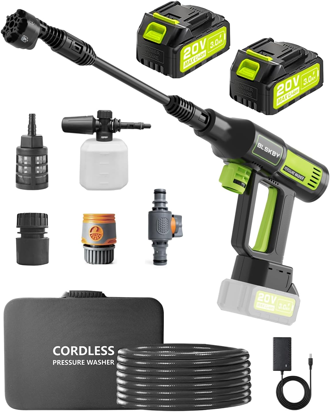 Detalle de BLSKBY SC14 Cordless Pressure Washer, 1,200 PSI, Brushless Motor & 6-in-1 Nozzle
