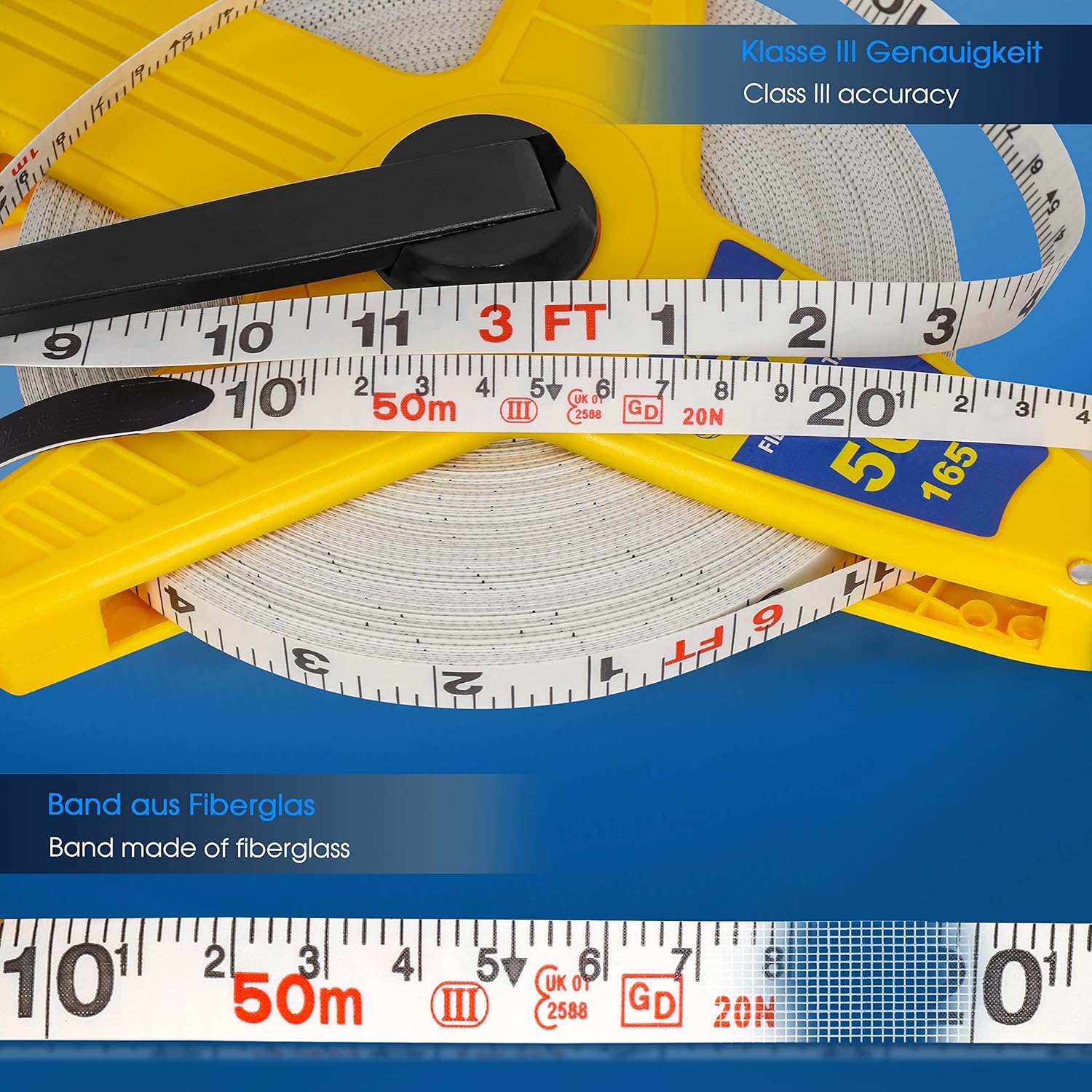 Thumbnail 2 de S&R Metro a Nastro in Fibra di Vetro 50 M / 165 Ft – Flessometro professionale per geometri e agrimensori