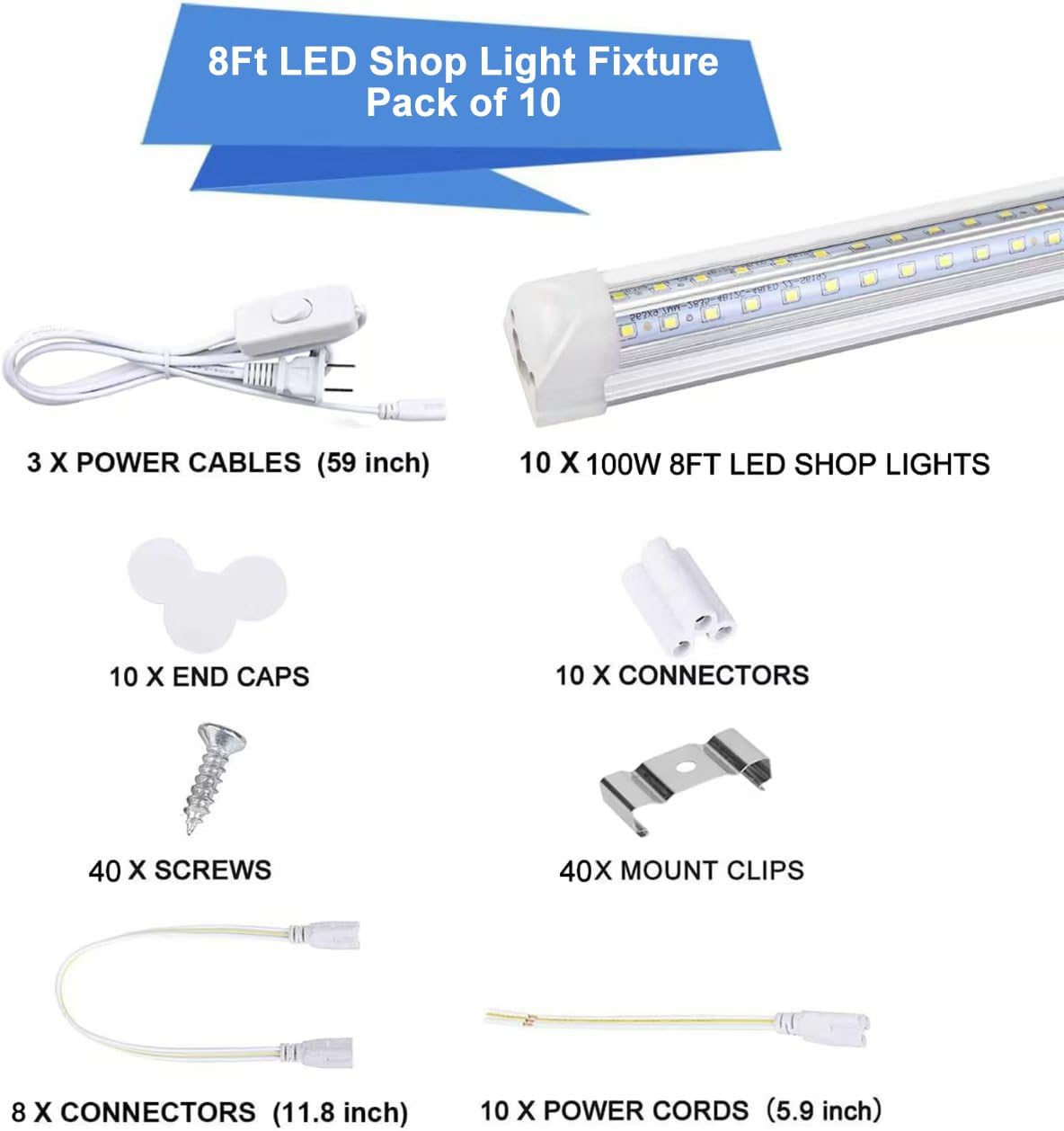 Thumbnail 3 de Henwsi LED Shop Lights 8-Foot