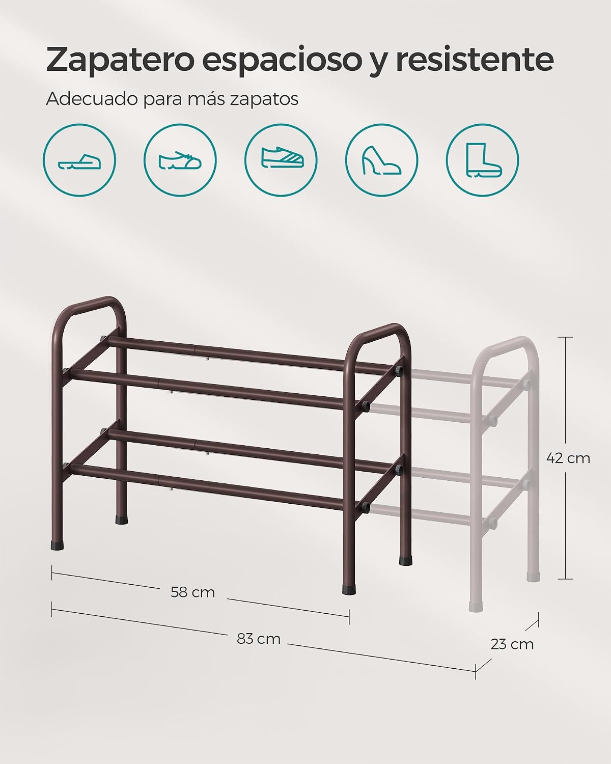 Thumbnail 3 de SONGMICS Zapatero Extensible Bronce 58 cm