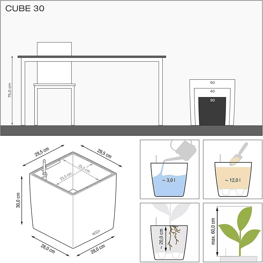 Detalle 2 de LECHUZA Cube Premium 30 Blanco