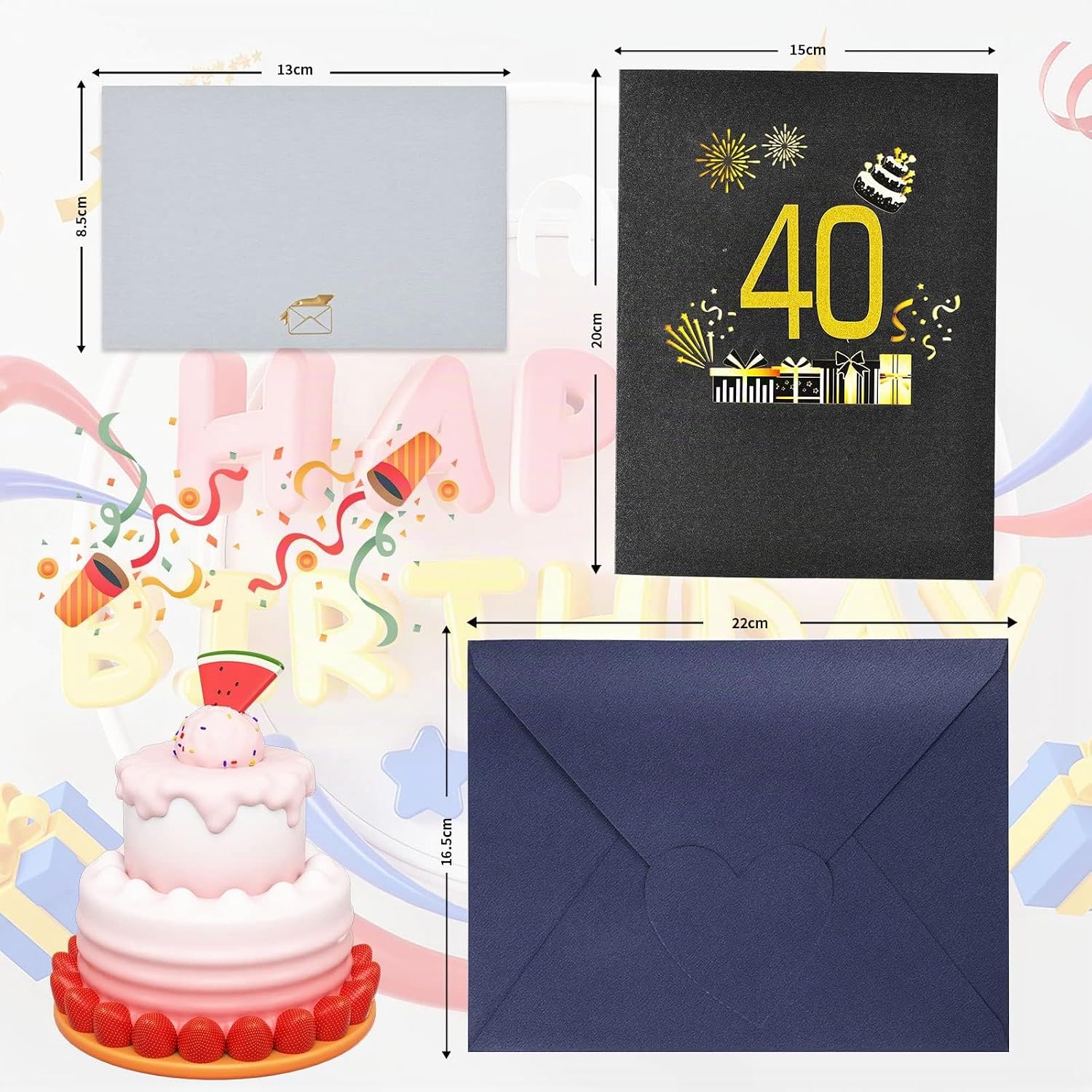 Thumbnail 6 de Joyoldelf Biglietto di Auguri di Compleanno 40° 3D Pop-Up con Busta – Regalo dallo stile unico