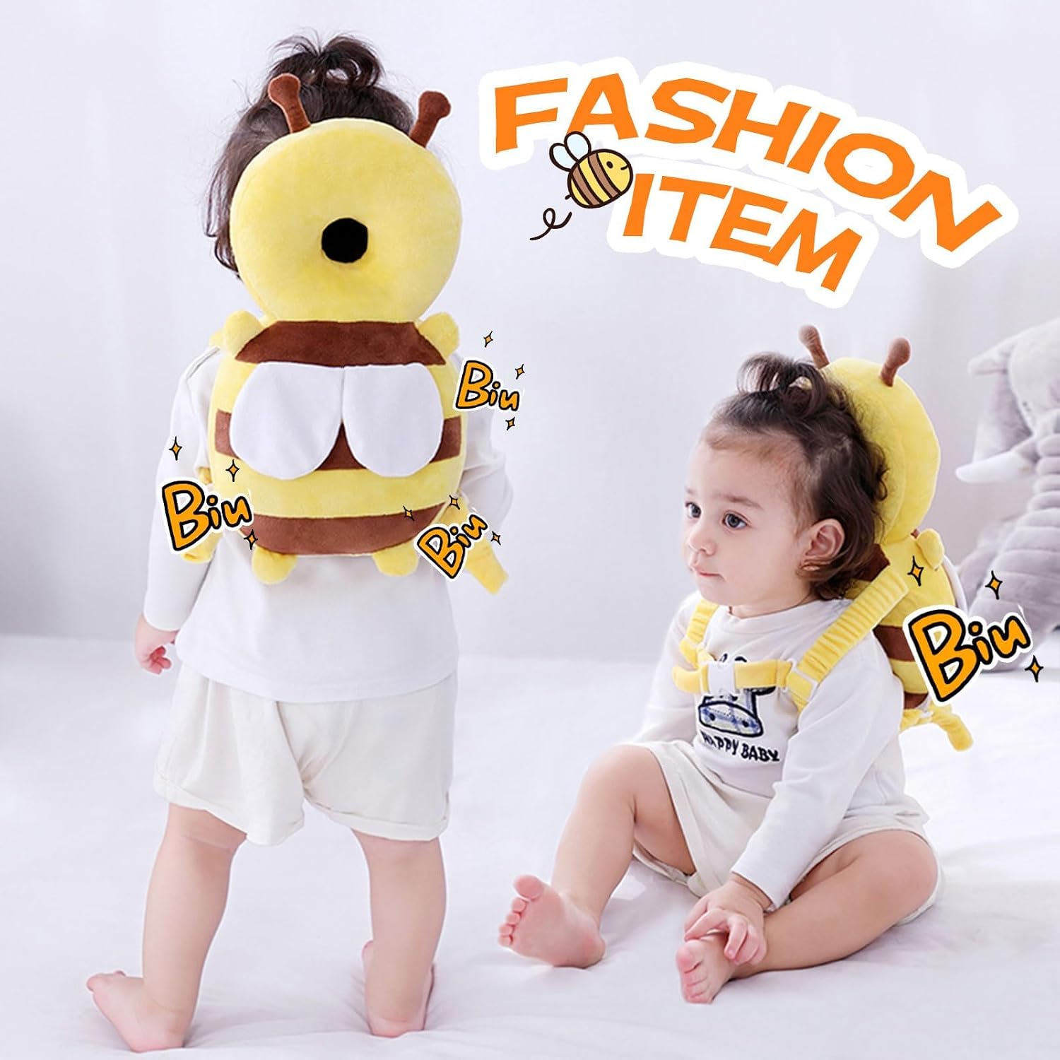 Thumbnail 5 de Bambebe Baby Kopfschutz-Kissen mit Rückenprotektor (Biene) – gepolsterte Sicherheitspads für Kleinkinder