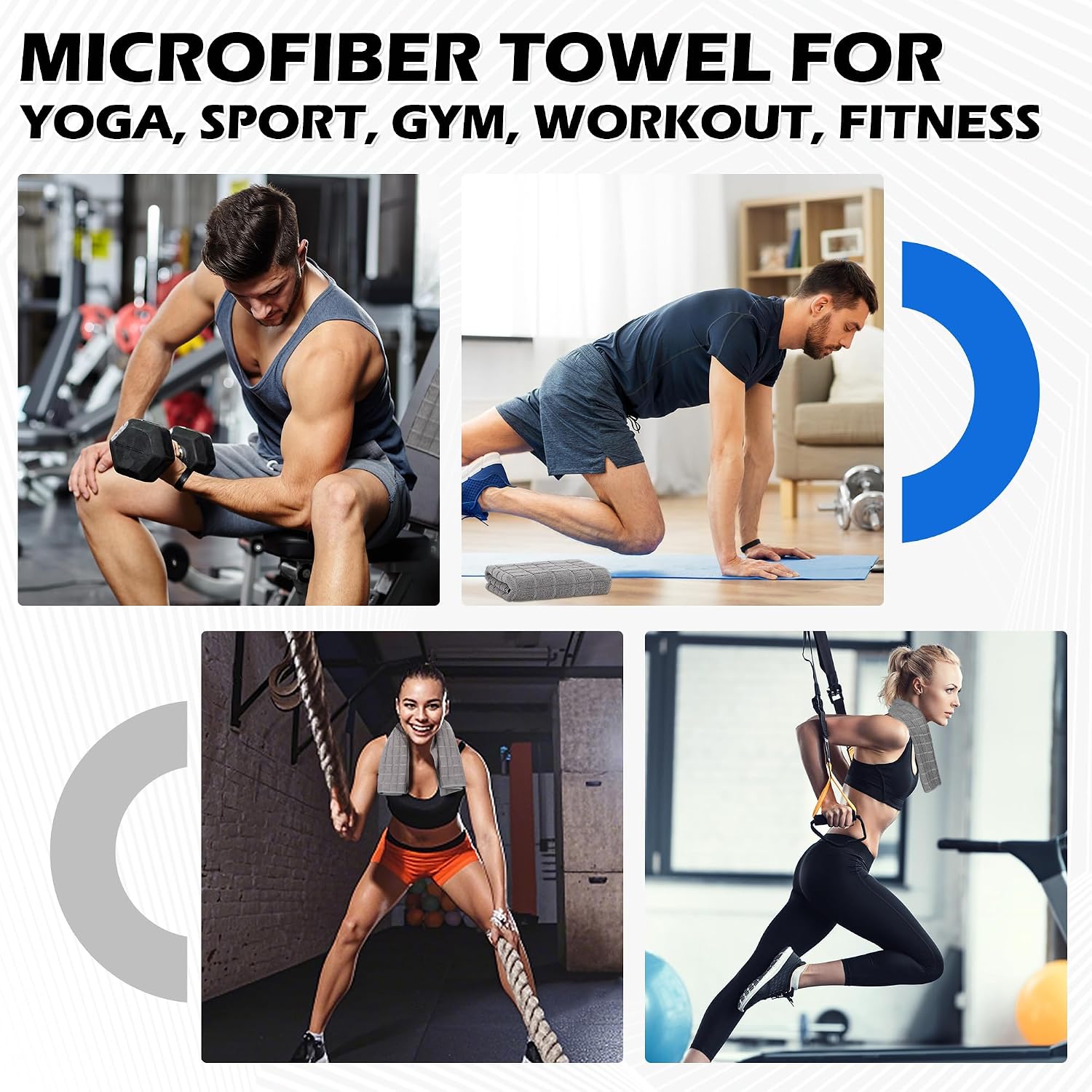 Thumbnail 4 de HOMERHYME HR-43GT03PK-G Microfiber Workout Towels, 3-Pack, 16 x 27 Inch