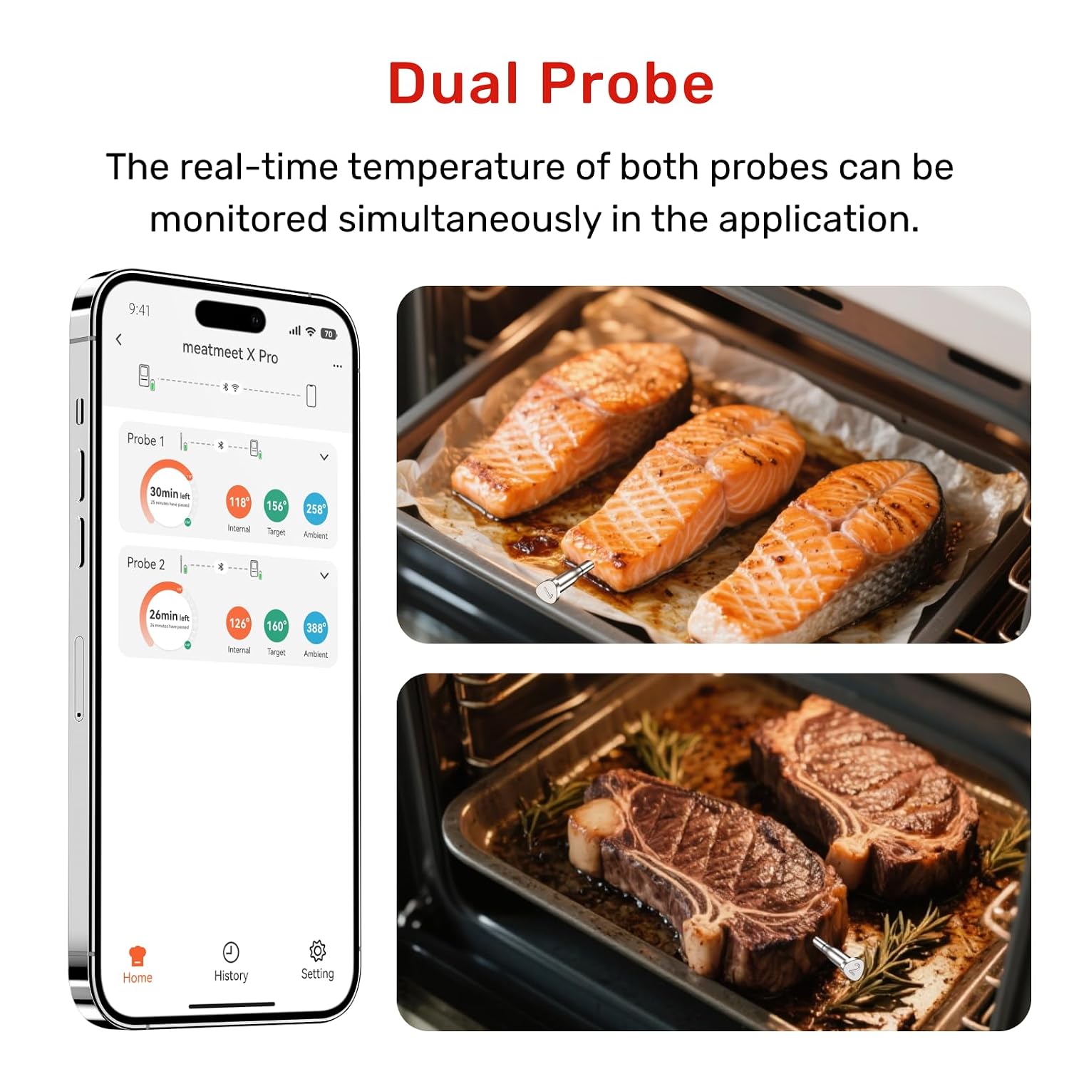 Thumbnail 3 de Meatmeet X Pro Wireless Meat Thermometer with Wi-Fi, Bluetooth & Dual Probes