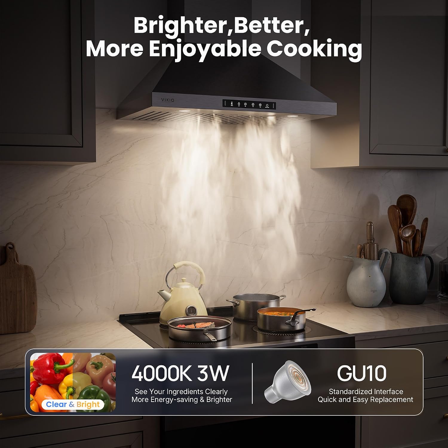 Detalle 2 de VIKIO HOME VK-RP31-36 36-Inch Wall-Mount Range Hood, 900 CFM