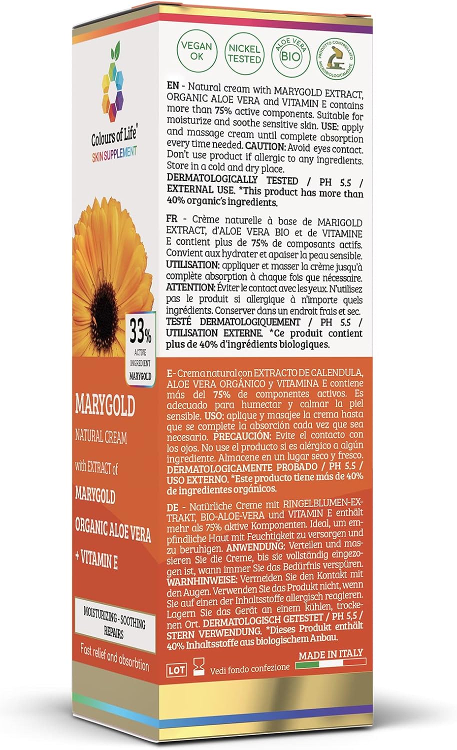 Thumbnail 2 de Calendula crema naturale con Aloe Vera Biologica e Vitamina E – 100 ml by Colours of Life