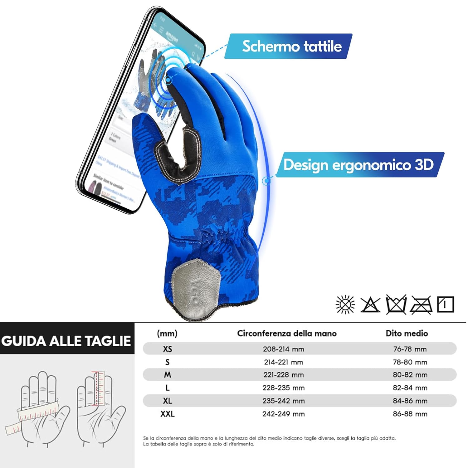 Thumbnail 5 de Vgo... Guanti da lavoro invernali impermeabili, palmare in pelle antiabrasiva e touchscreen (fino a 0°C)