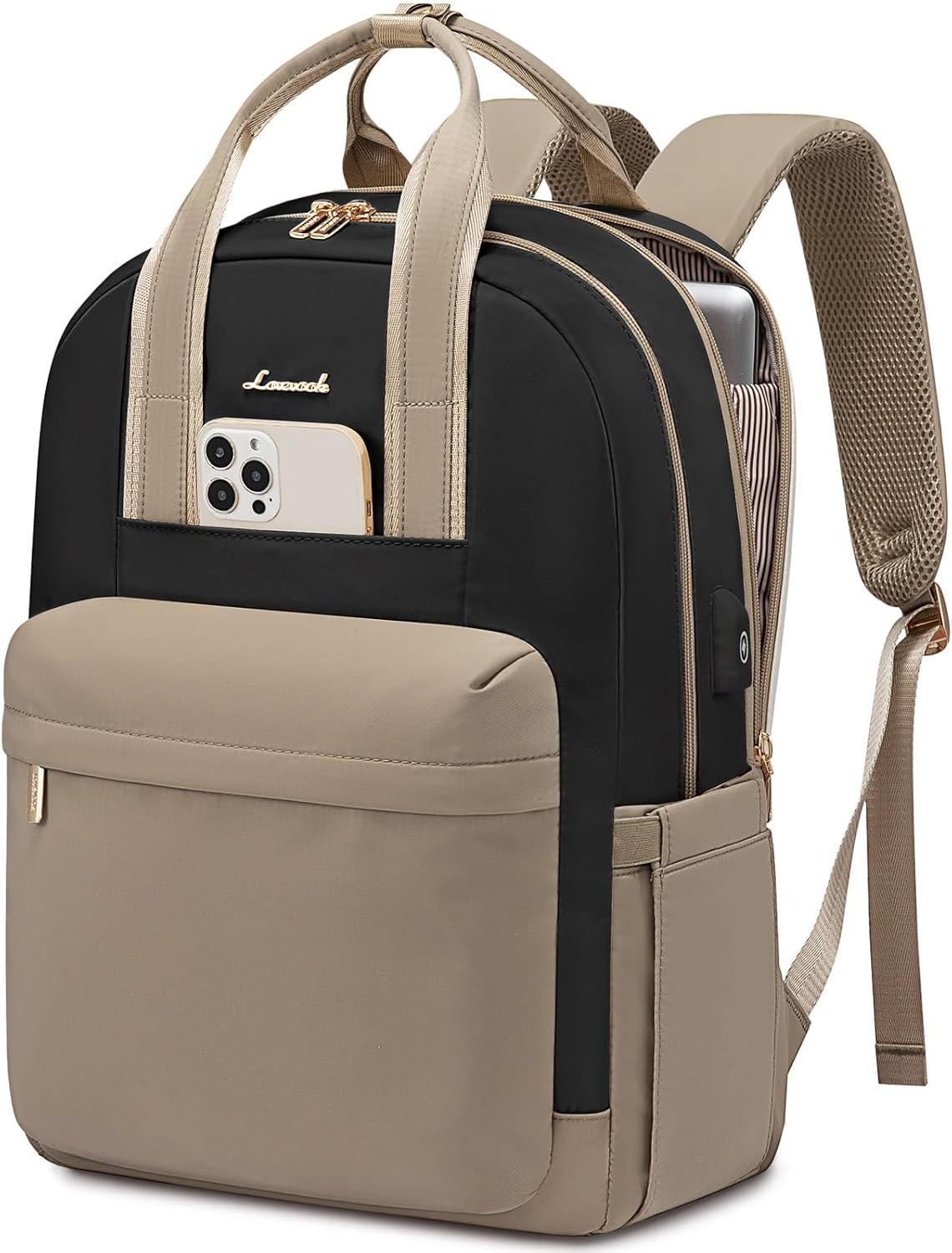 Detalle de LOVEVOOK Damen-Rucksack Groß mit 17,3-Zoll-Laptopfach – wasserdichter Daypack für Schule, Büro und Reise