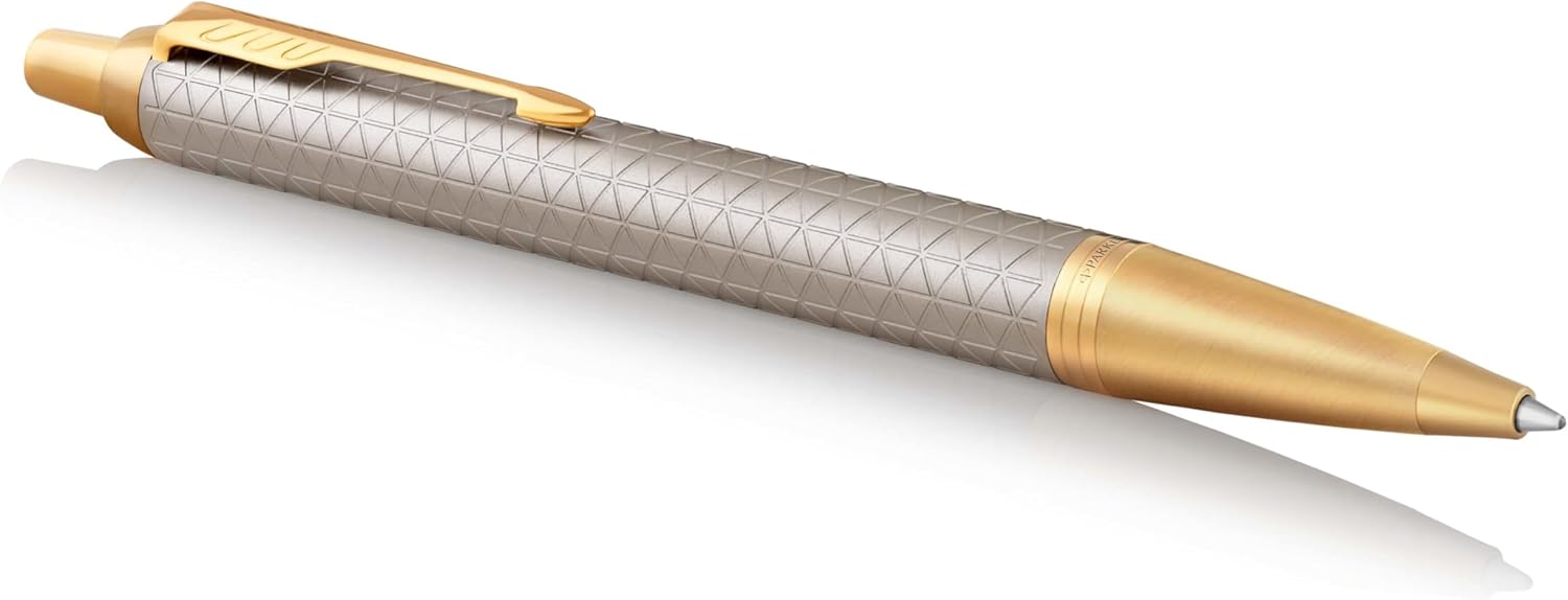 Parker IM Bolígrafo Plata con Adorno Dorado