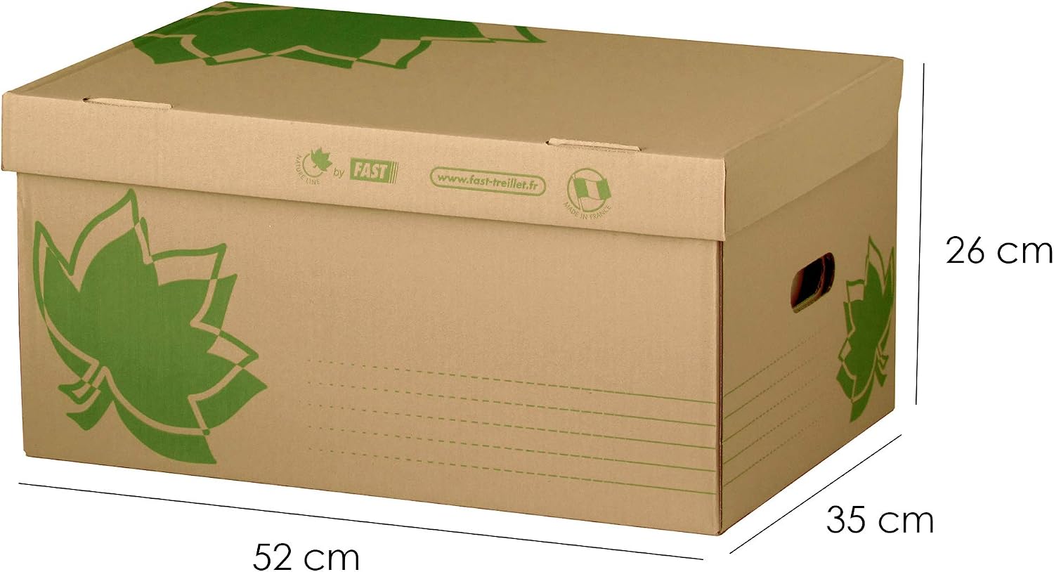 Detalle de Fast Nature Line Caisse à Documents en Carton 52 x 35 x 26 cm + 6 Boîtes Archives Dos 80 mm – Kraft Écru, FSC