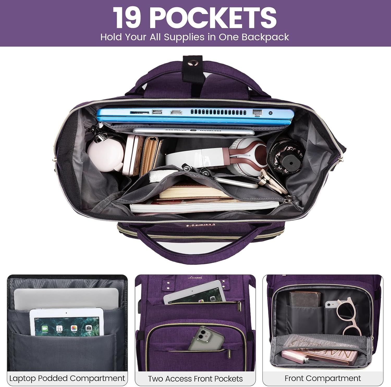 Thumbnail 2 de LOVEVOOK 15.6 Inch Laptop Backpack for Women