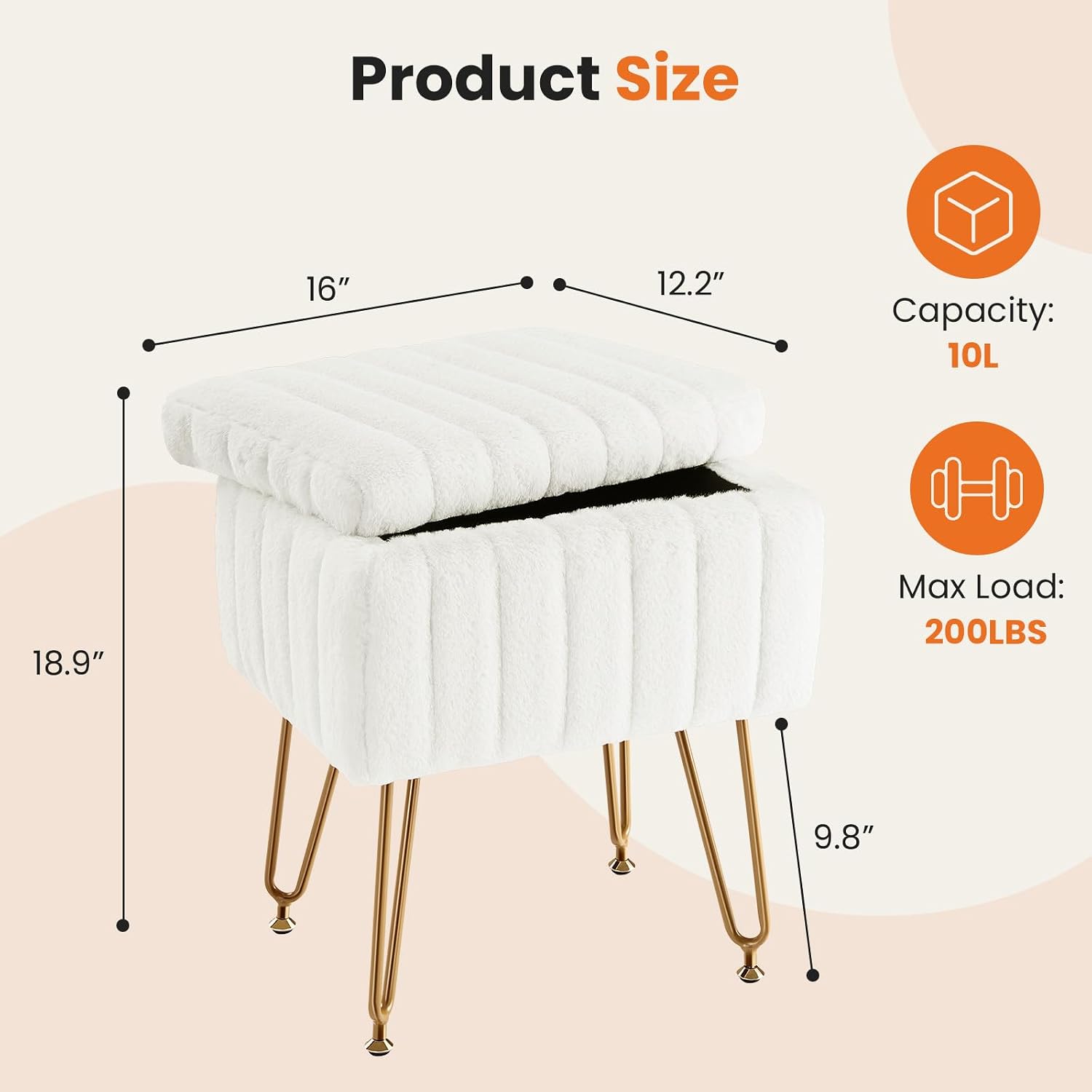 Detalle de Sweetcrispy Vanity Stool in Faux Fur