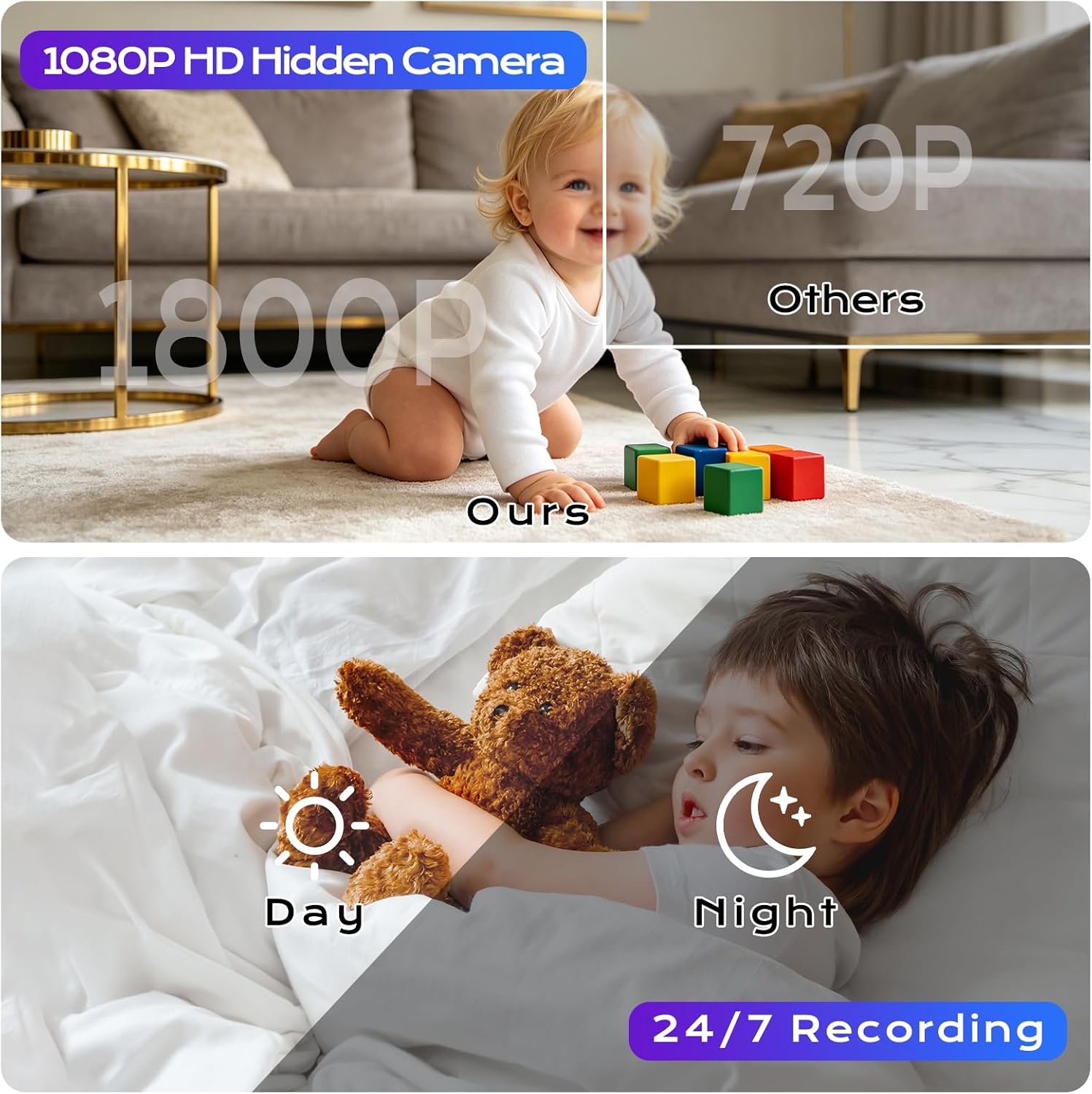 Thumbnail 2 de UTOPYANG Mini Spy Hidden Camera with 1080P: 150° Wide View, AI Motion Detection & 24/7 Night Vision