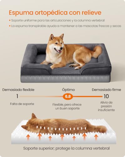 Detalle de Feandrea Cama para Perro Grande Ortopédica Lavable 89 x 63 x 16 cm