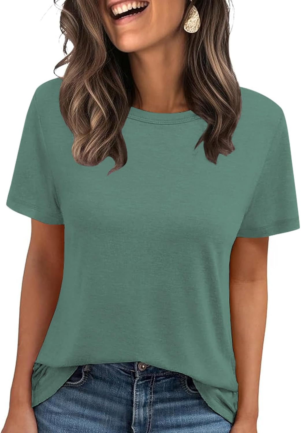 Thumbnail 6 de Cuptacc Damen T-Shirt Sommer Basic mit Rundhals, kurzarm (einfarbig)