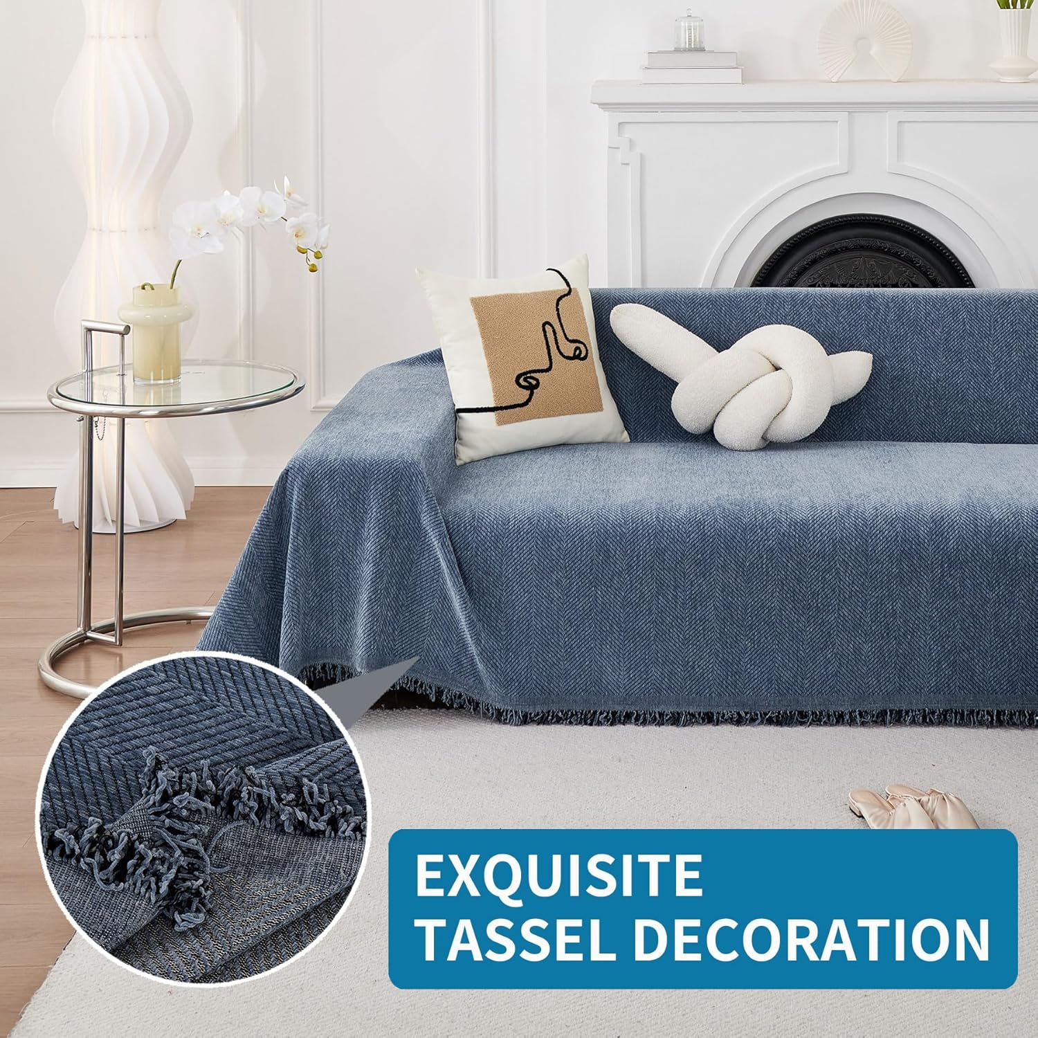 Thumbnail 3 de HAOMAIJIA Non Slip 3-Cushion Sofa Cover in Blue (91"x150")