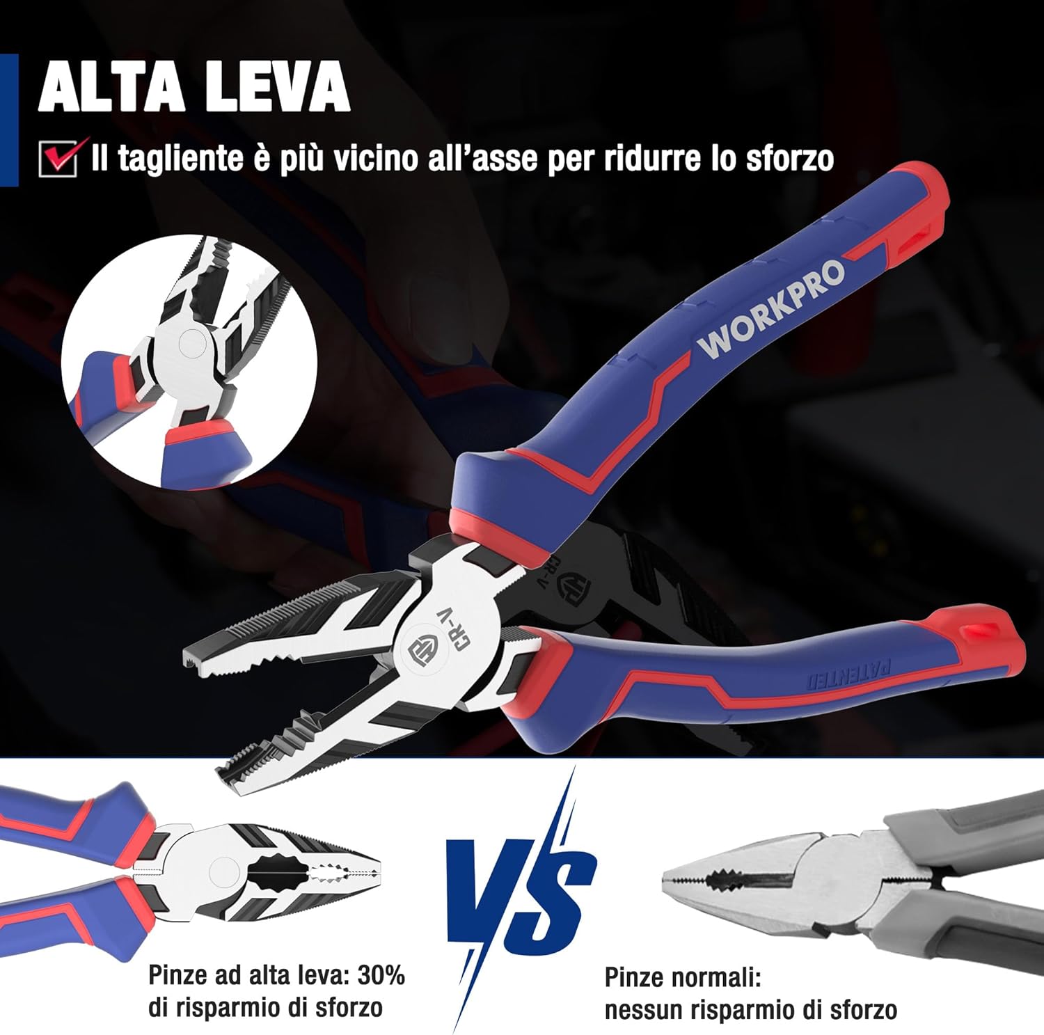 Thumbnail 2 de WORKPRO pinza combinata 200 mm in Cr-V, 4 in 1 con taglierina ed estrattore per viti