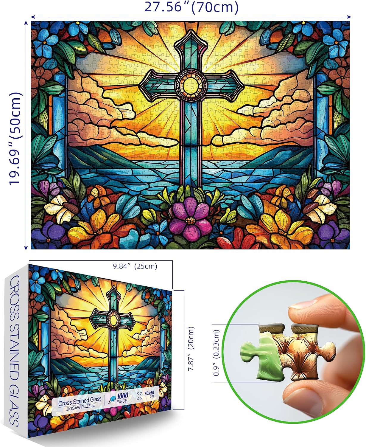 Thumbnail 1 de MINIWAN BFJIUJIU-00077 1,000-Piece Stained Glass Cross Puzzle