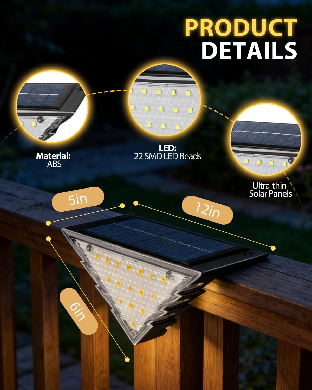 Thumbnail 4 de Airoieak Solar Stair Lights 4 Pack – Double‑Sided Outdoor Solar Lights for Steps and Boundaries