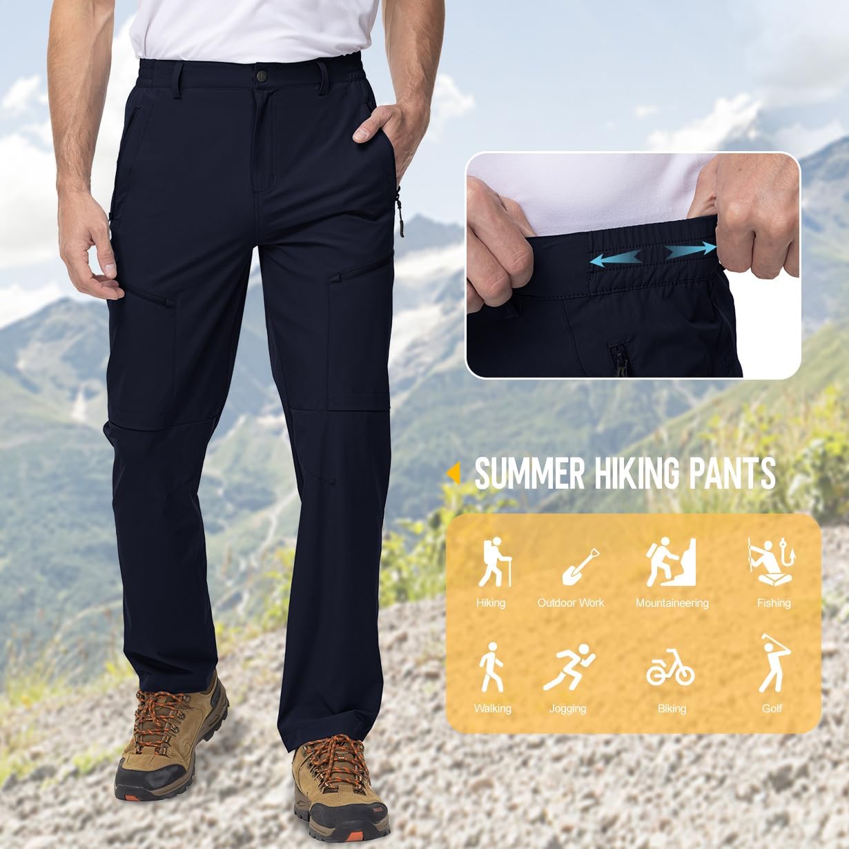 Thumbnail 3 de Rdruko Men's Hiking Trousers: Lightweight Quick-Dry Outdoor Pants