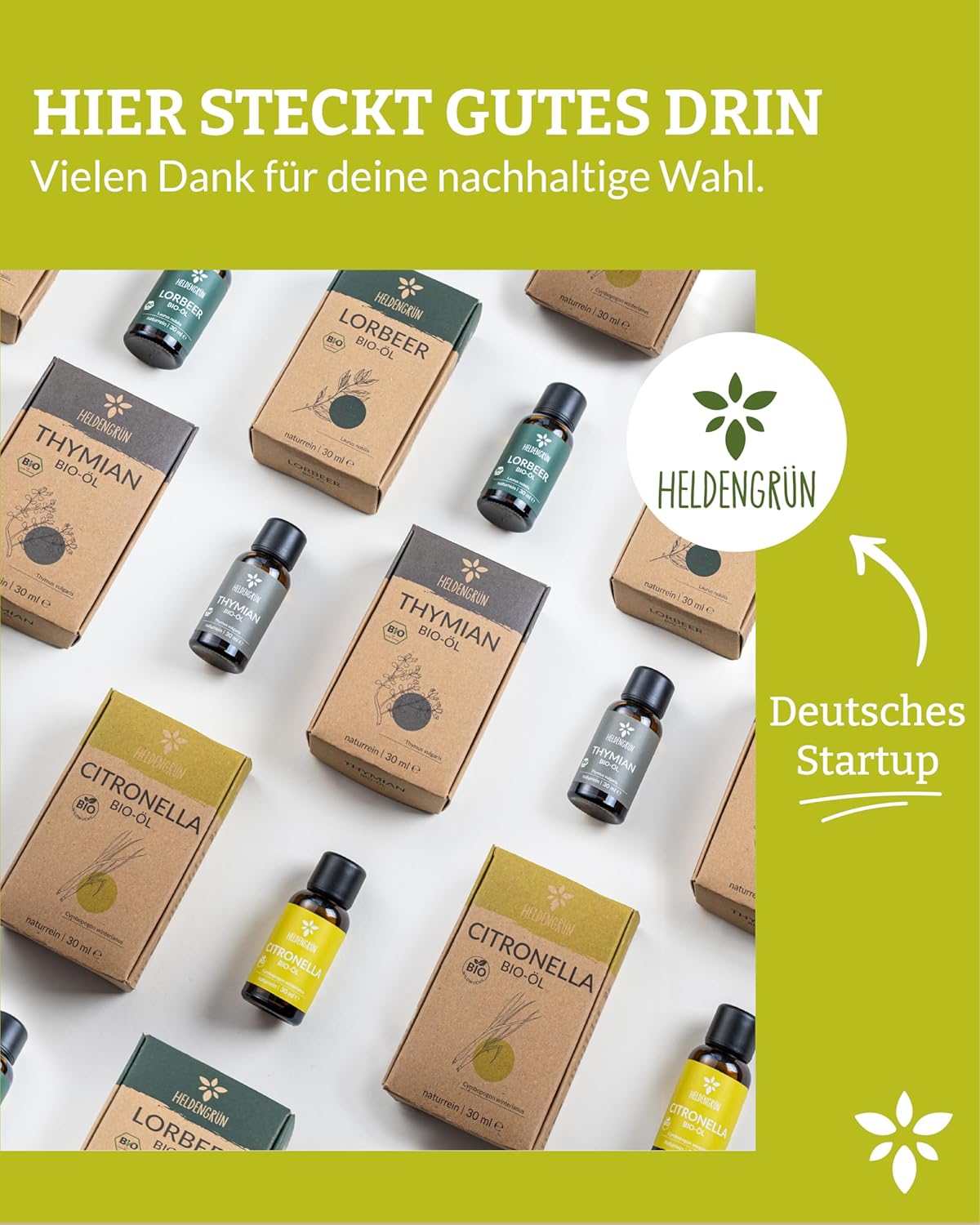 Thumbnail 5 de Heldengrün® BIO Citronellaöl (100% naturrein) – ätherisches Zitronellaöl gegen Mücken