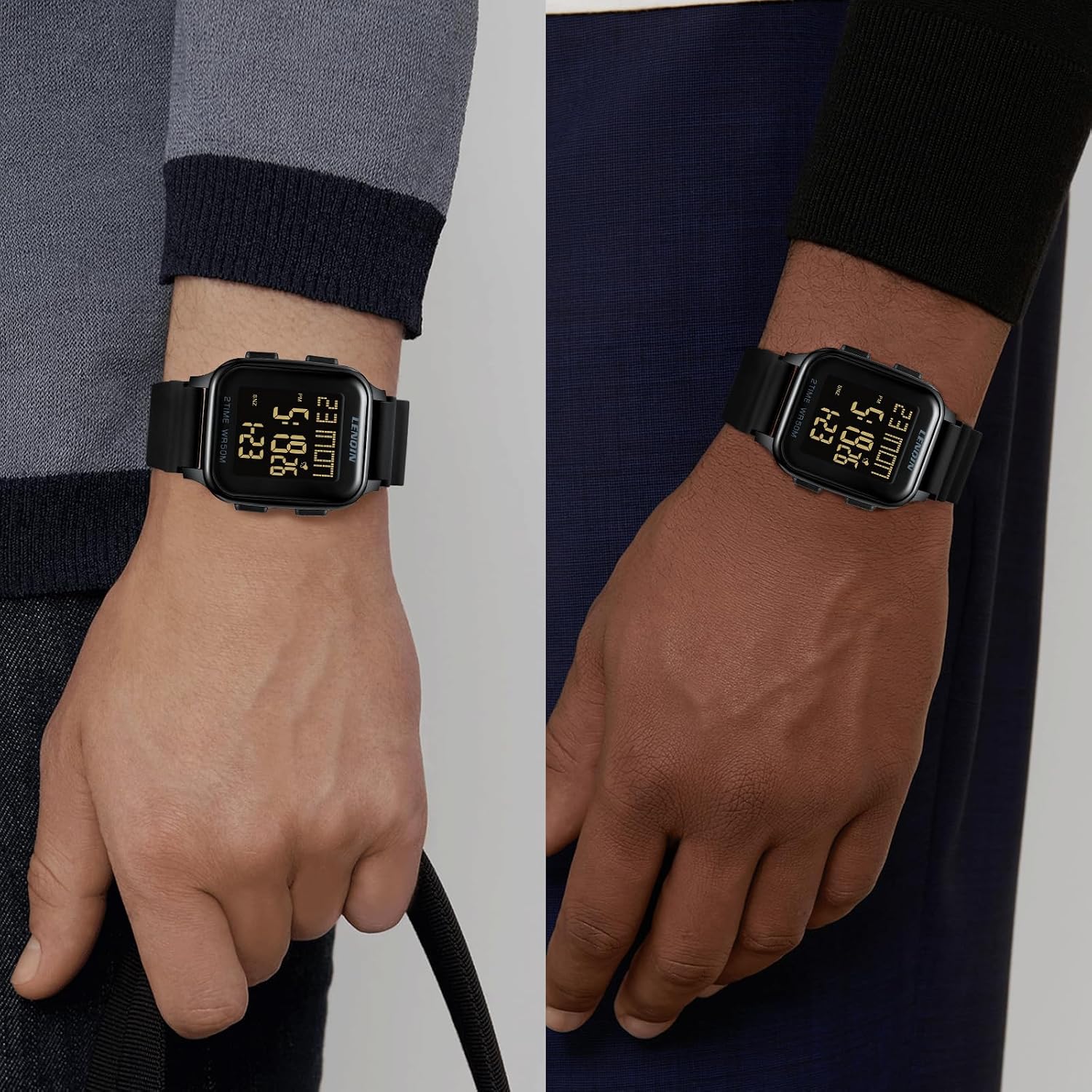 Detalle de LN LENQIN Montre Homme – Montres numériques sport étanches, bracelet silicone