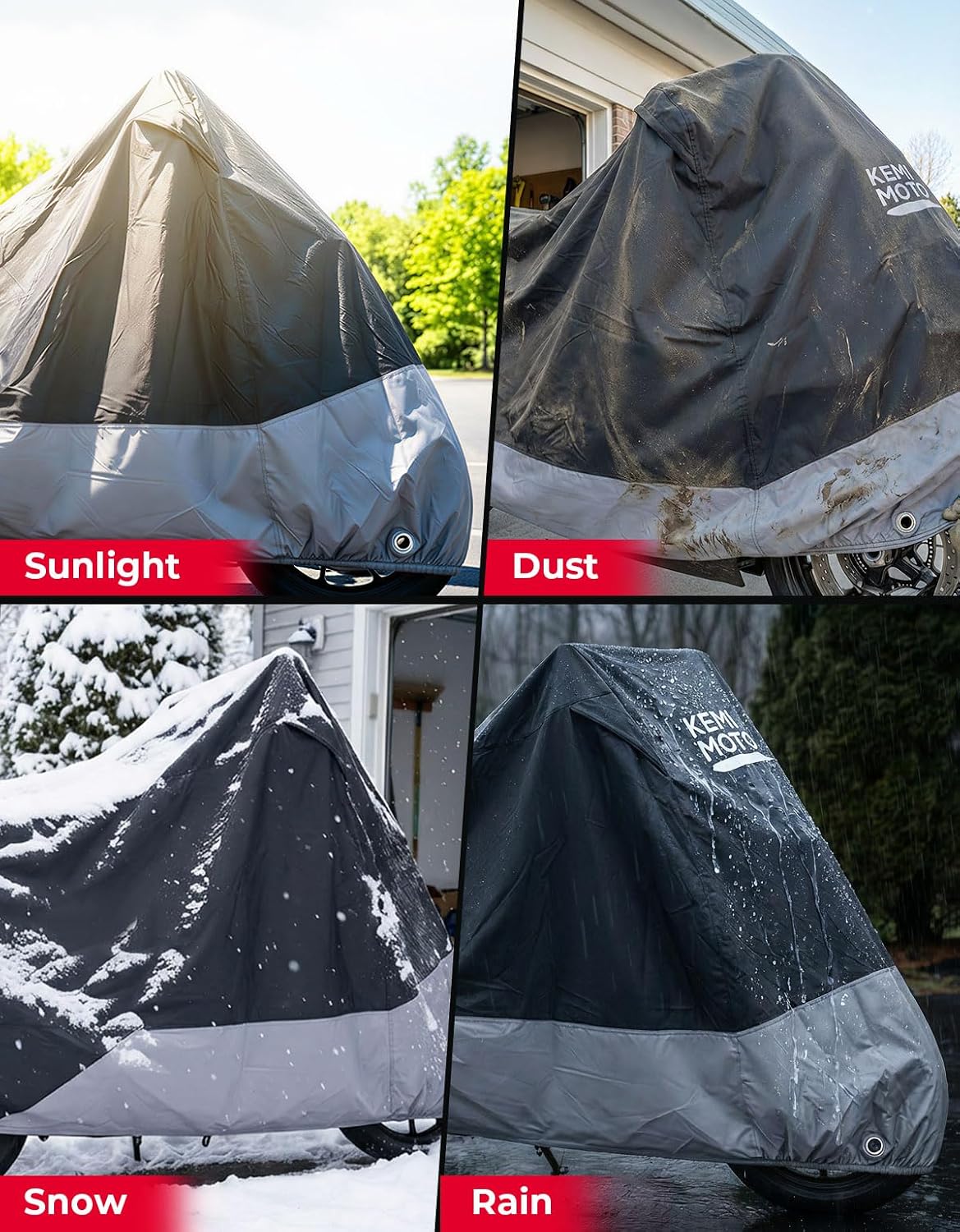 Thumbnail 3 de KEMIMOTO 420D Heavy Duty Waterproof Motorcycle Cover with Side/Top Box Compatibility