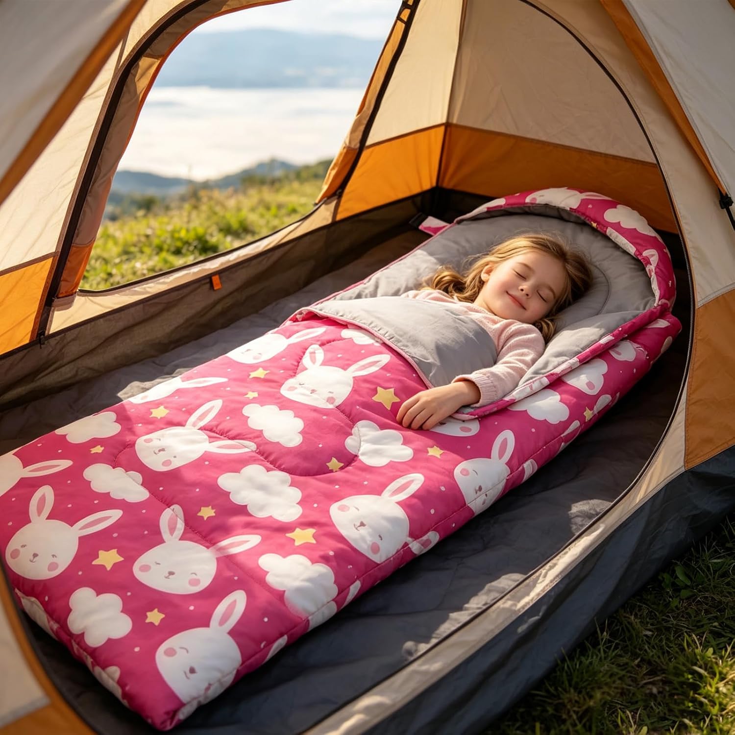 Detalle de TUPHEN TP-SDET-Pink kinderslaapzak, 3 seizoenen, 950 g met draagtas