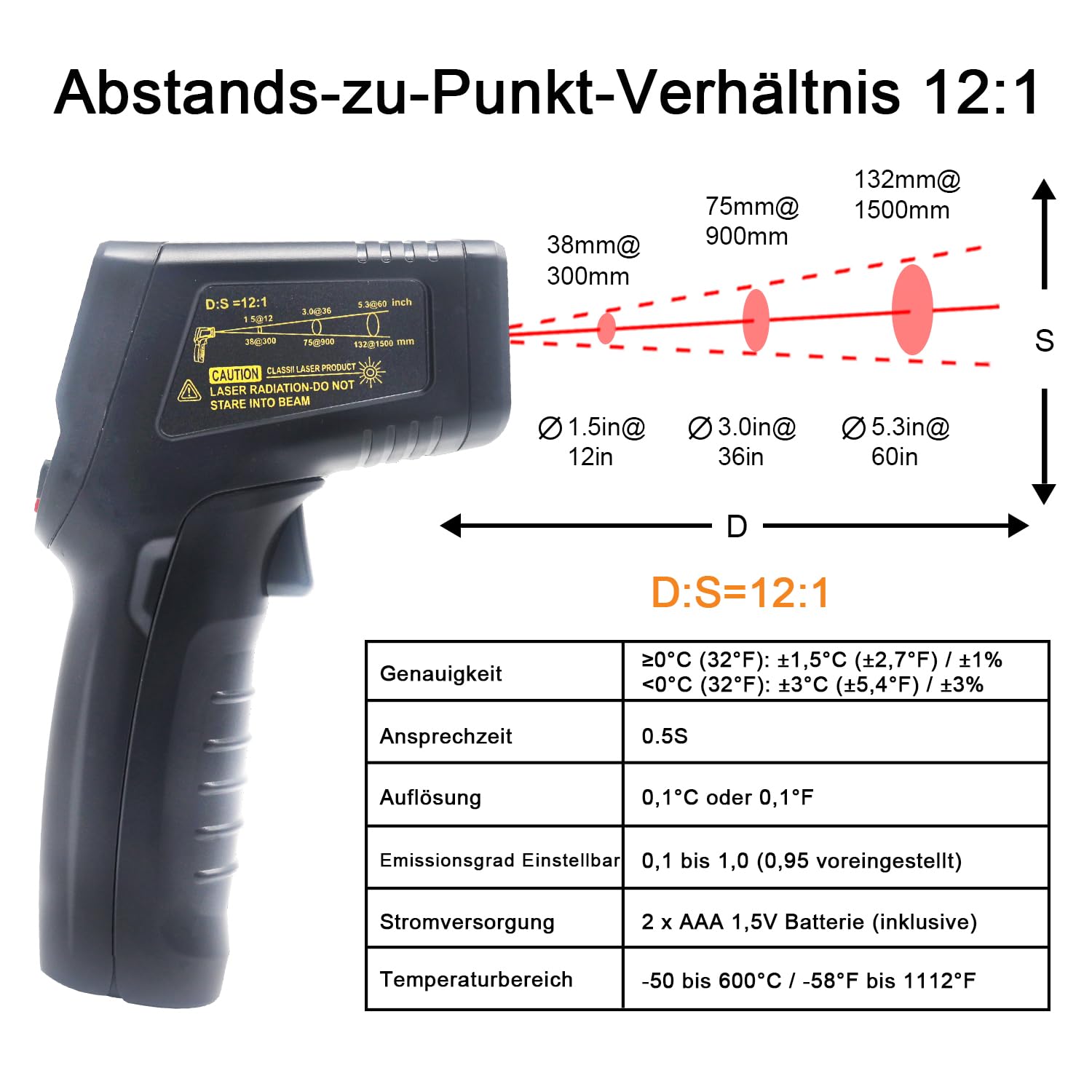 Thumbnail 4 de KETOTEK Infrarot Thermometer 50–600°C