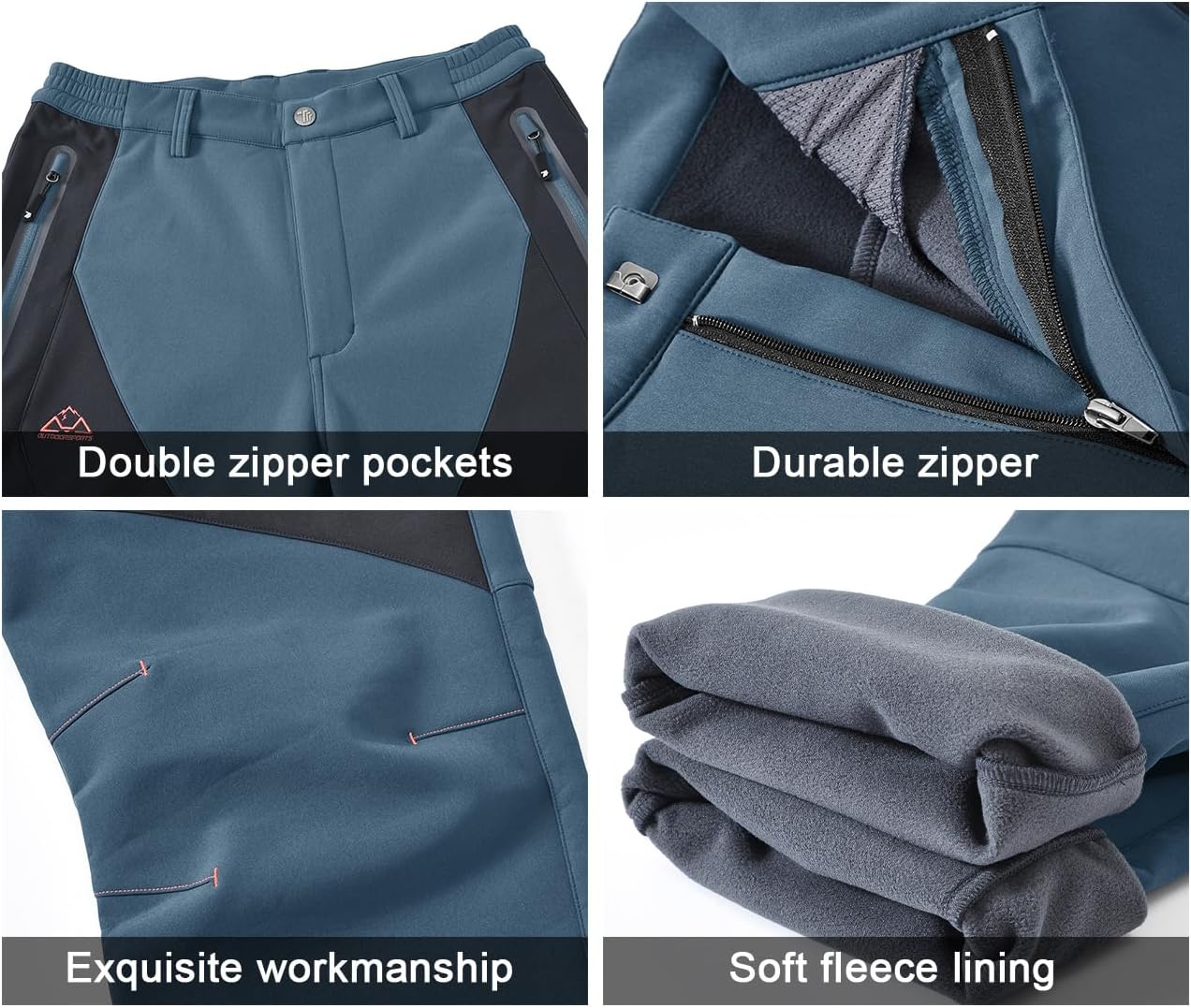 Detalle 2 de donhobo waterproof hiking trousers with fleece lining